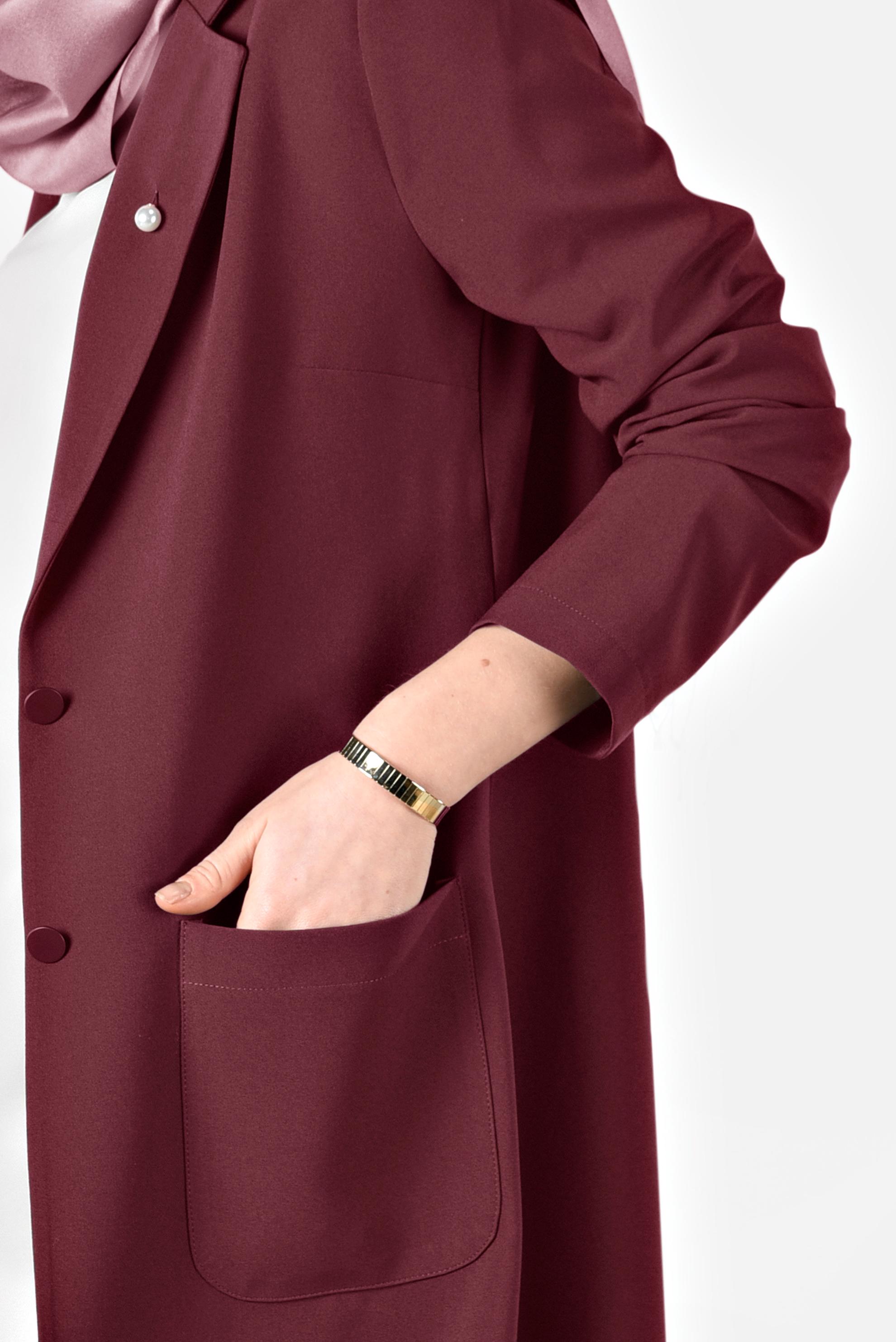 Tesettür giyim BORDO CEPLİ KLASİK KESİM CEKET 4979