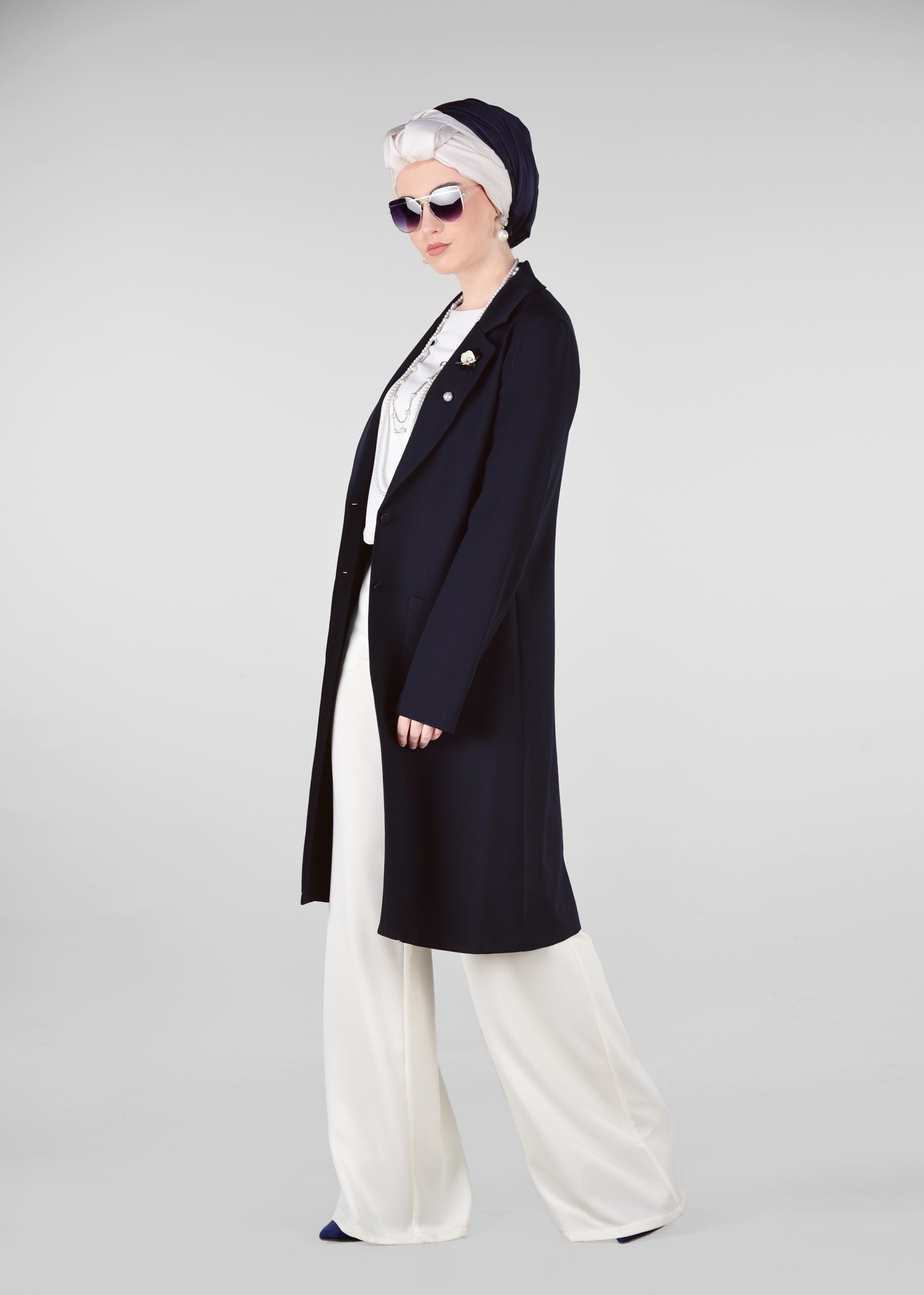 Tesettür giyim LACİVERT CEPLİ KLASİK KESİM CEKET 4979