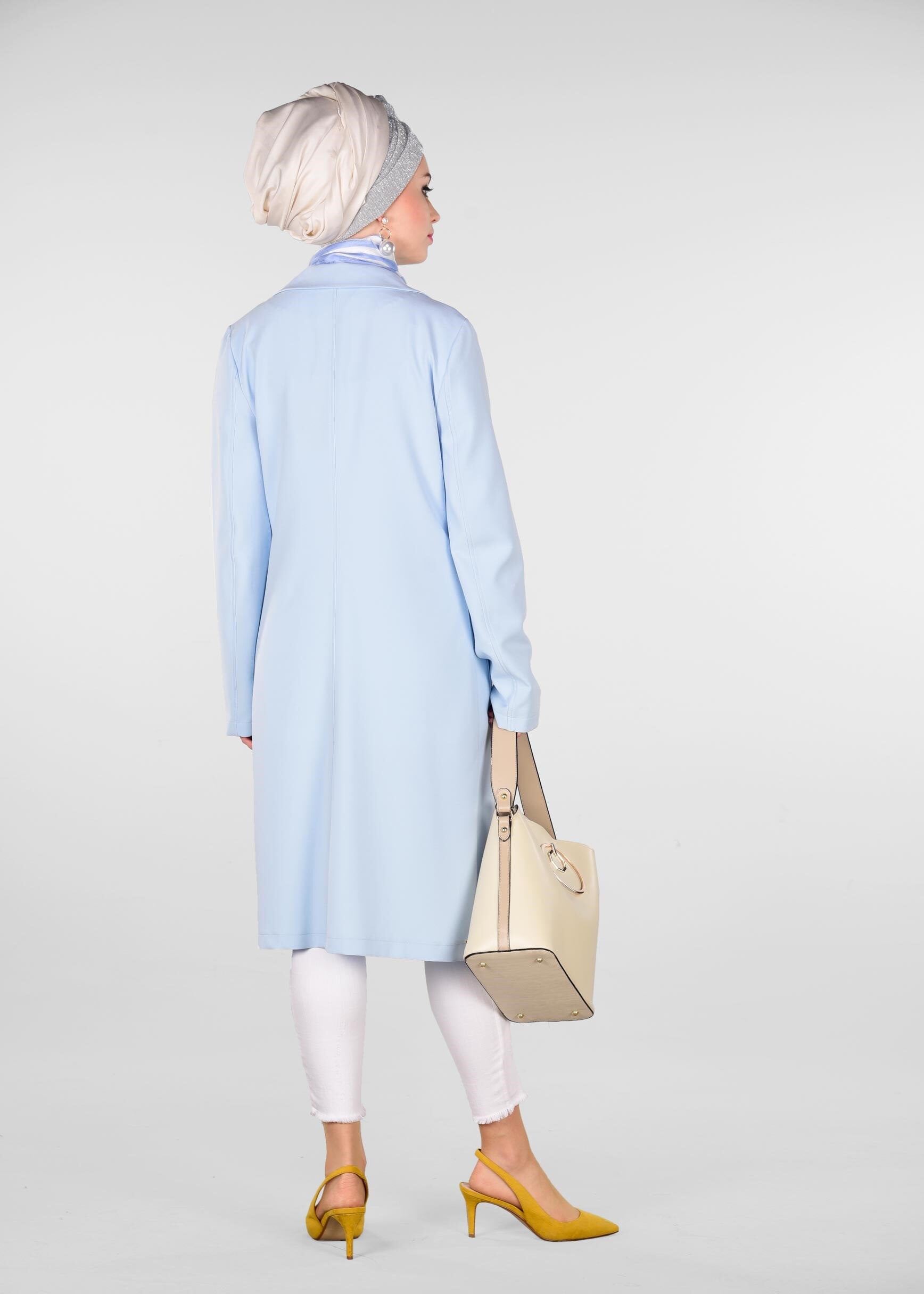 Tesettür giyim MAVİ CEPLİ KLASİK KESİM CEKET 4979