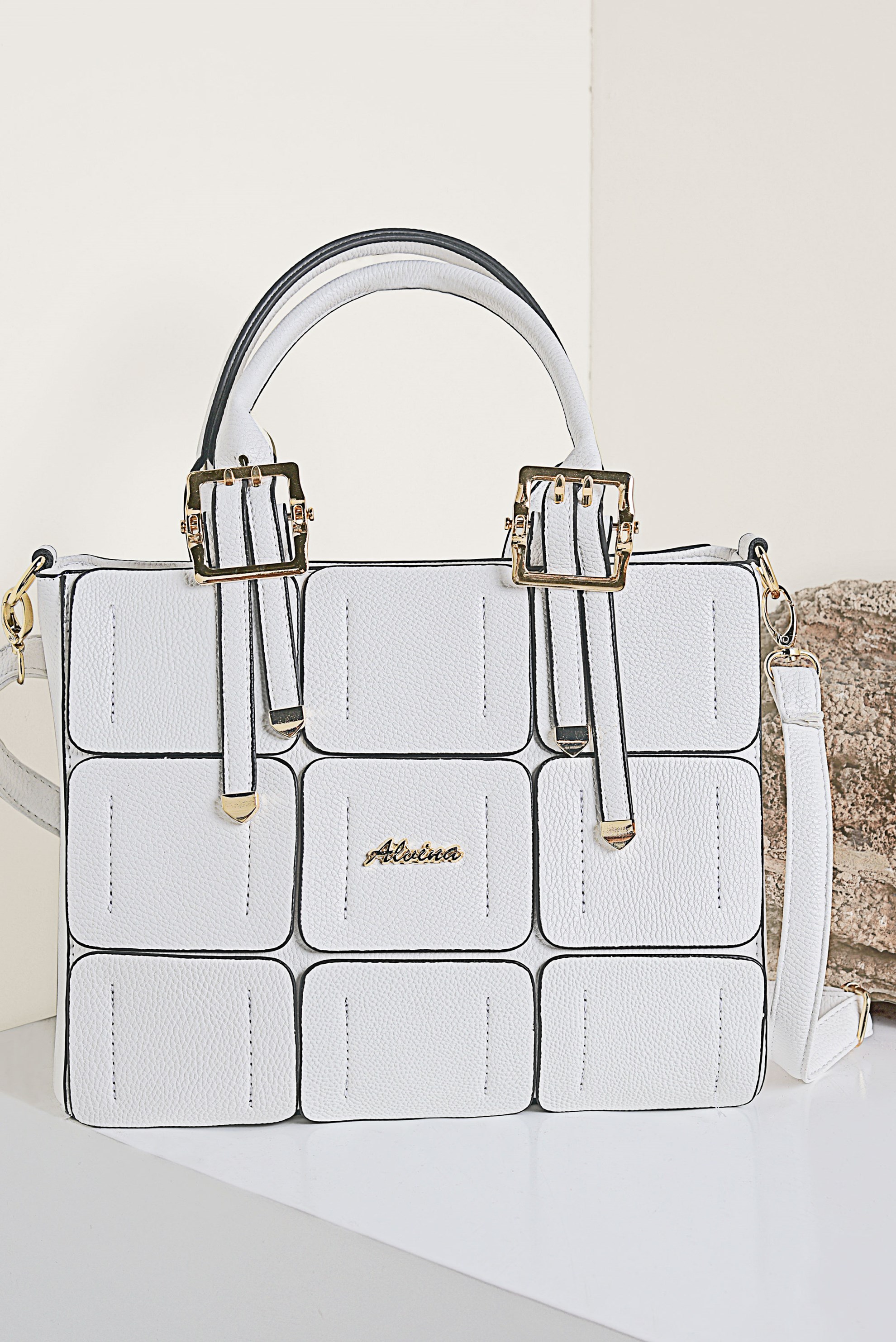 Tesettür giyim BEYAZ 3078 ALVİNA ÇANTA