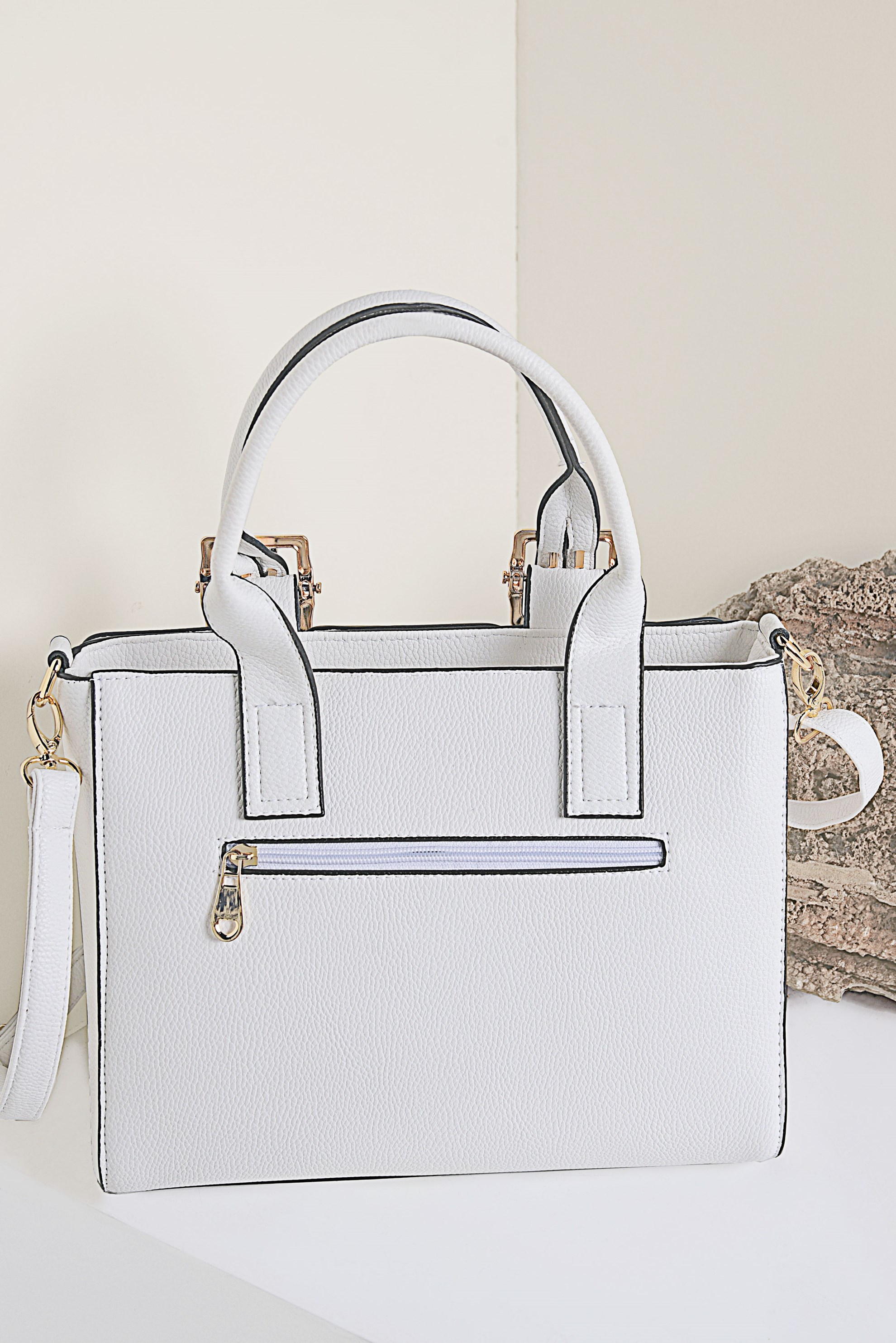 Tesettür giyim BEYAZ 3078 ALVİNA ÇANTA