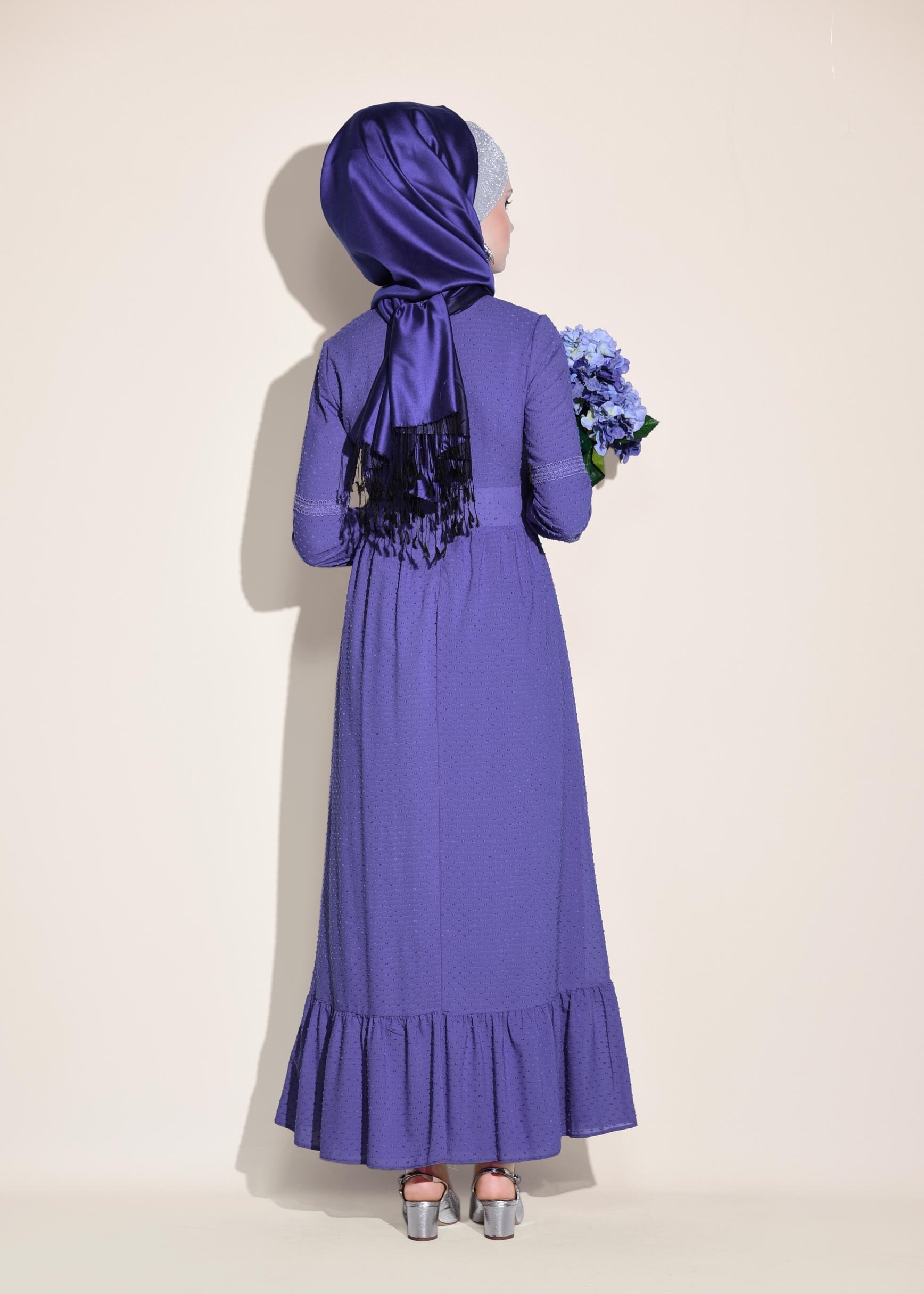 Tesettür giyim LACİVERT 4053 ASSOS ELBİSE 36/42