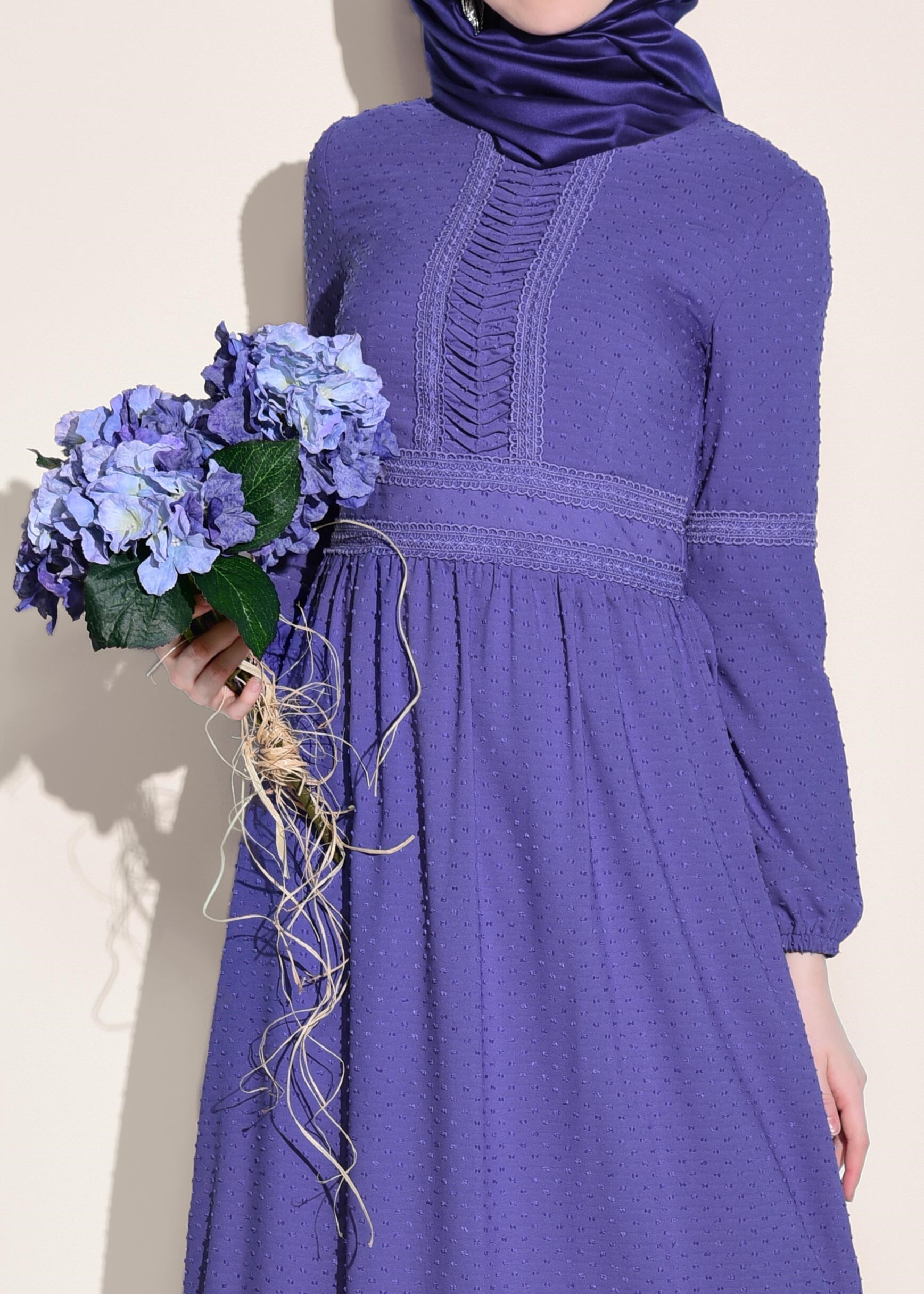 Tesettür giyim LACİVERT 4053 ASSOS ELBİSE 36/42