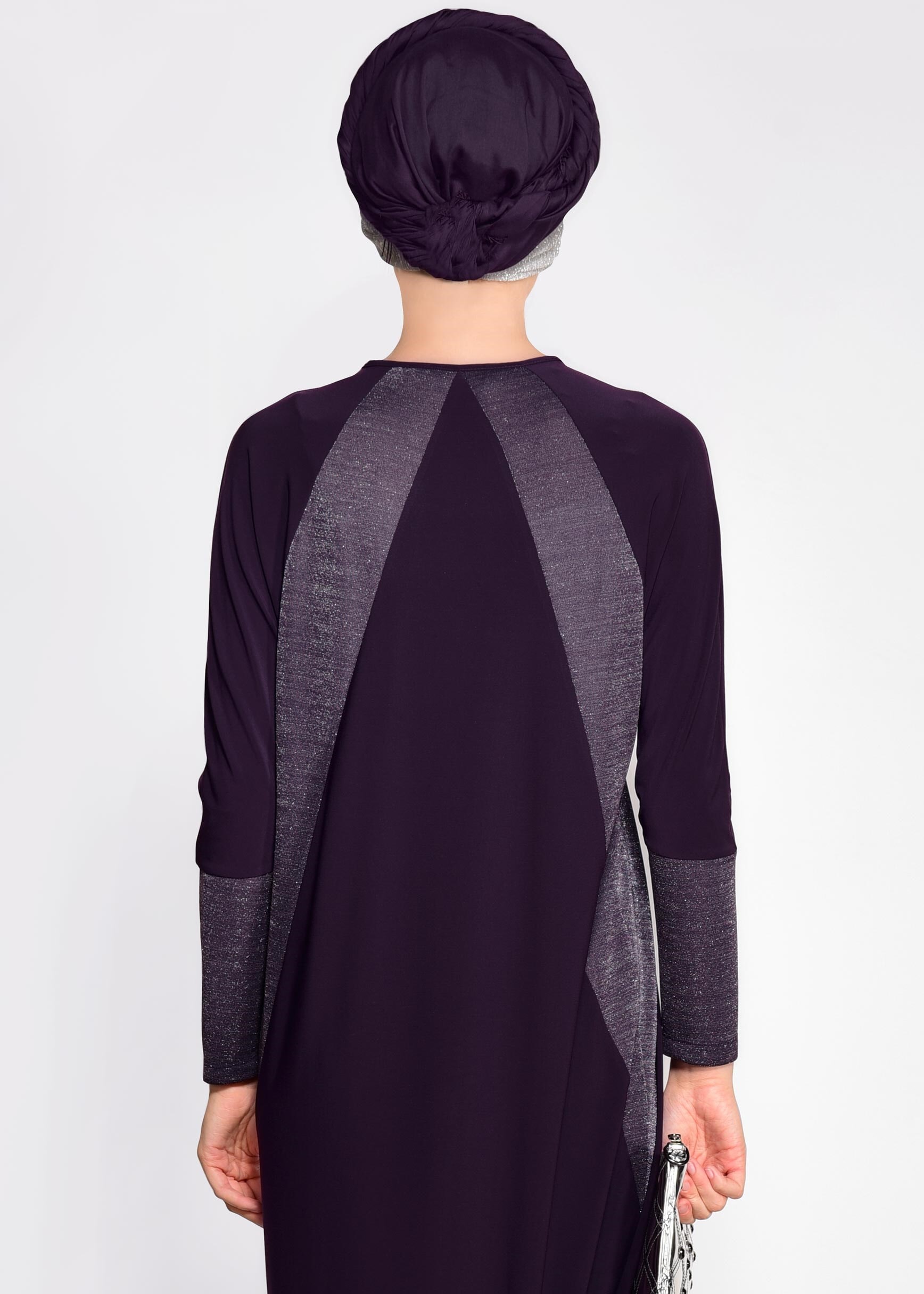 Tesettür giyim MOR 4090 VİZONA ELBİSE 40/48