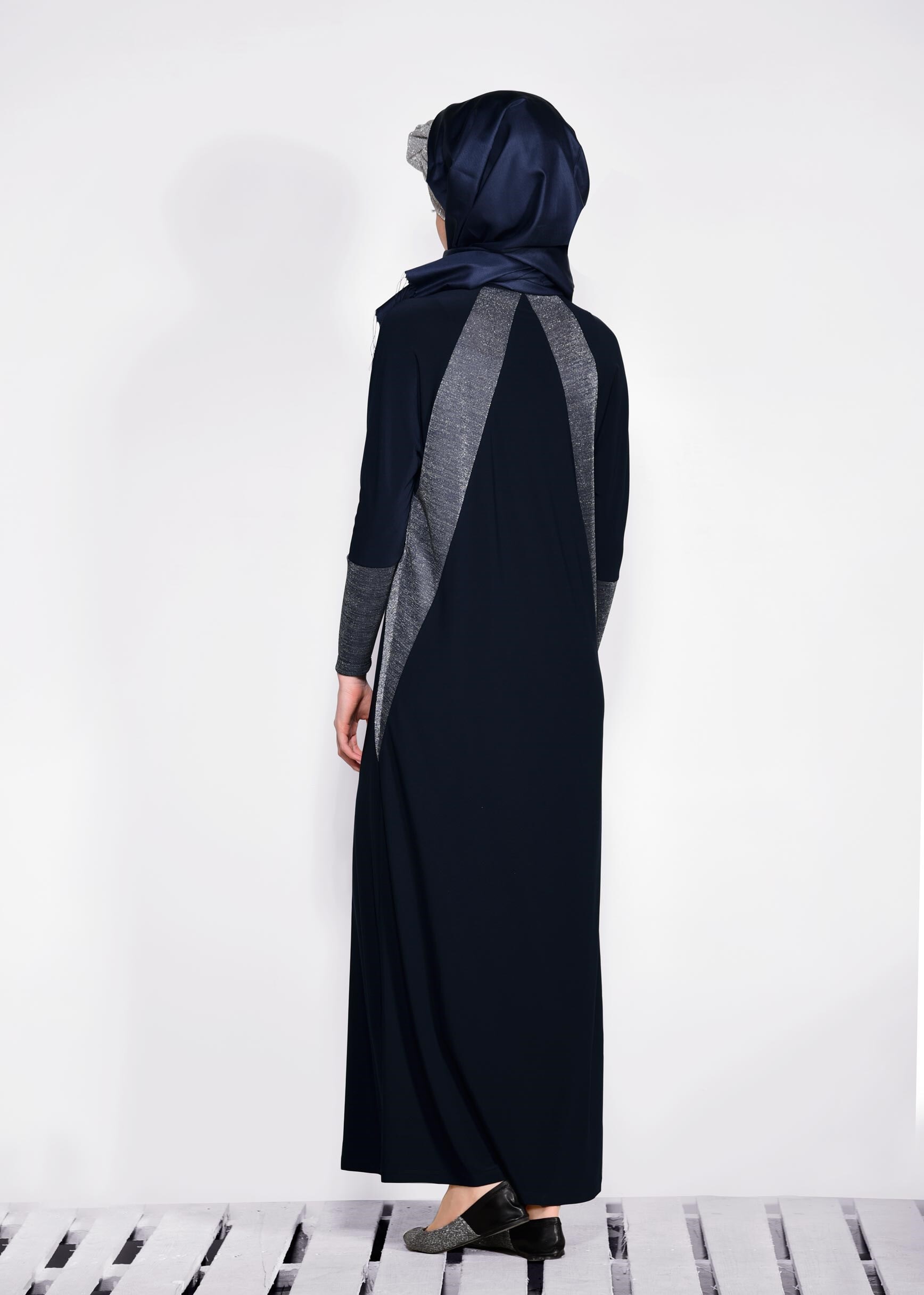 Tesettür giyim LACİVERT 4090 VİZONA ELBİSE 40/48