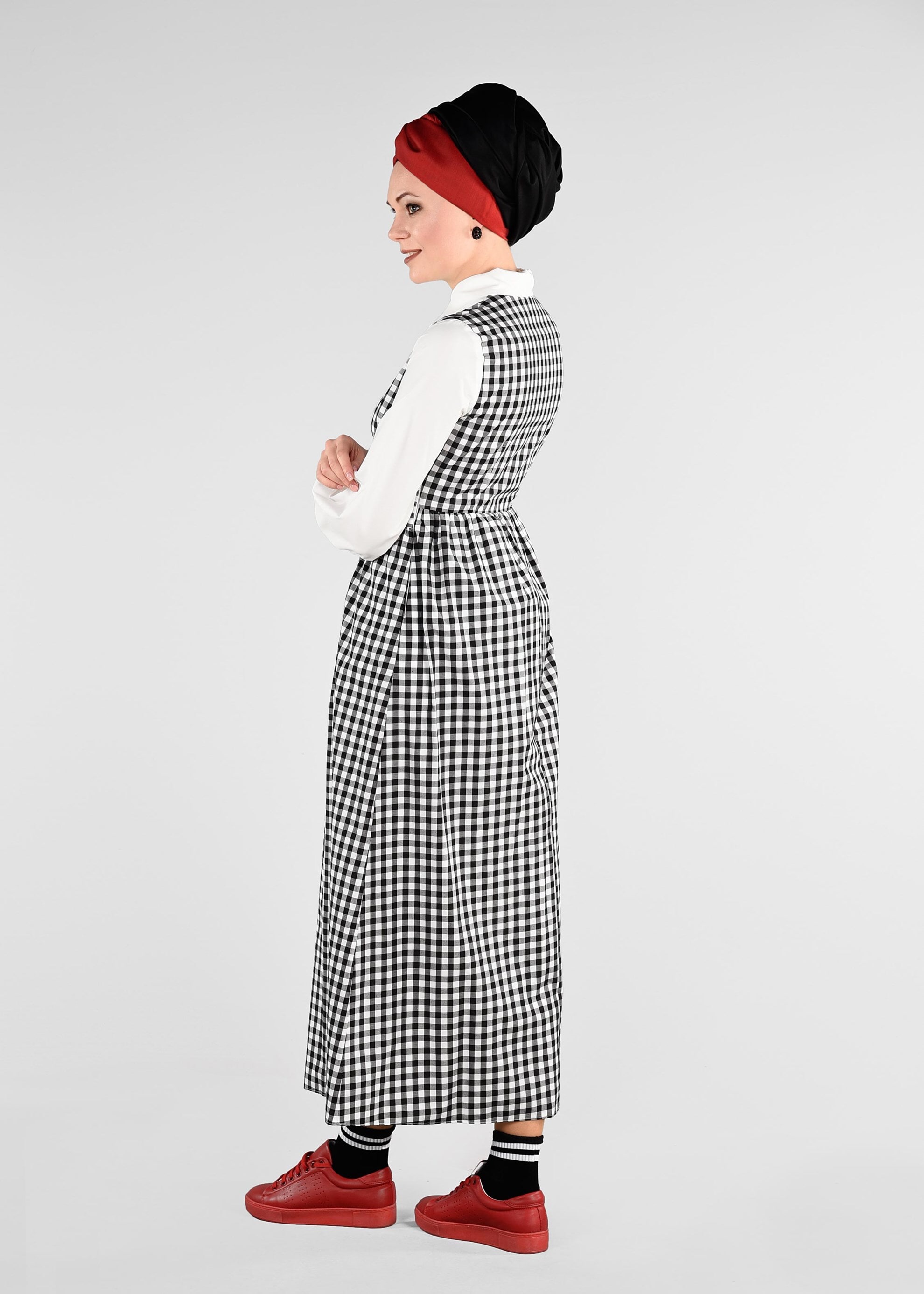 Tesettür giyim SİYAH 4926 KİNG EKOSE 4213 ELBİSE 36/40