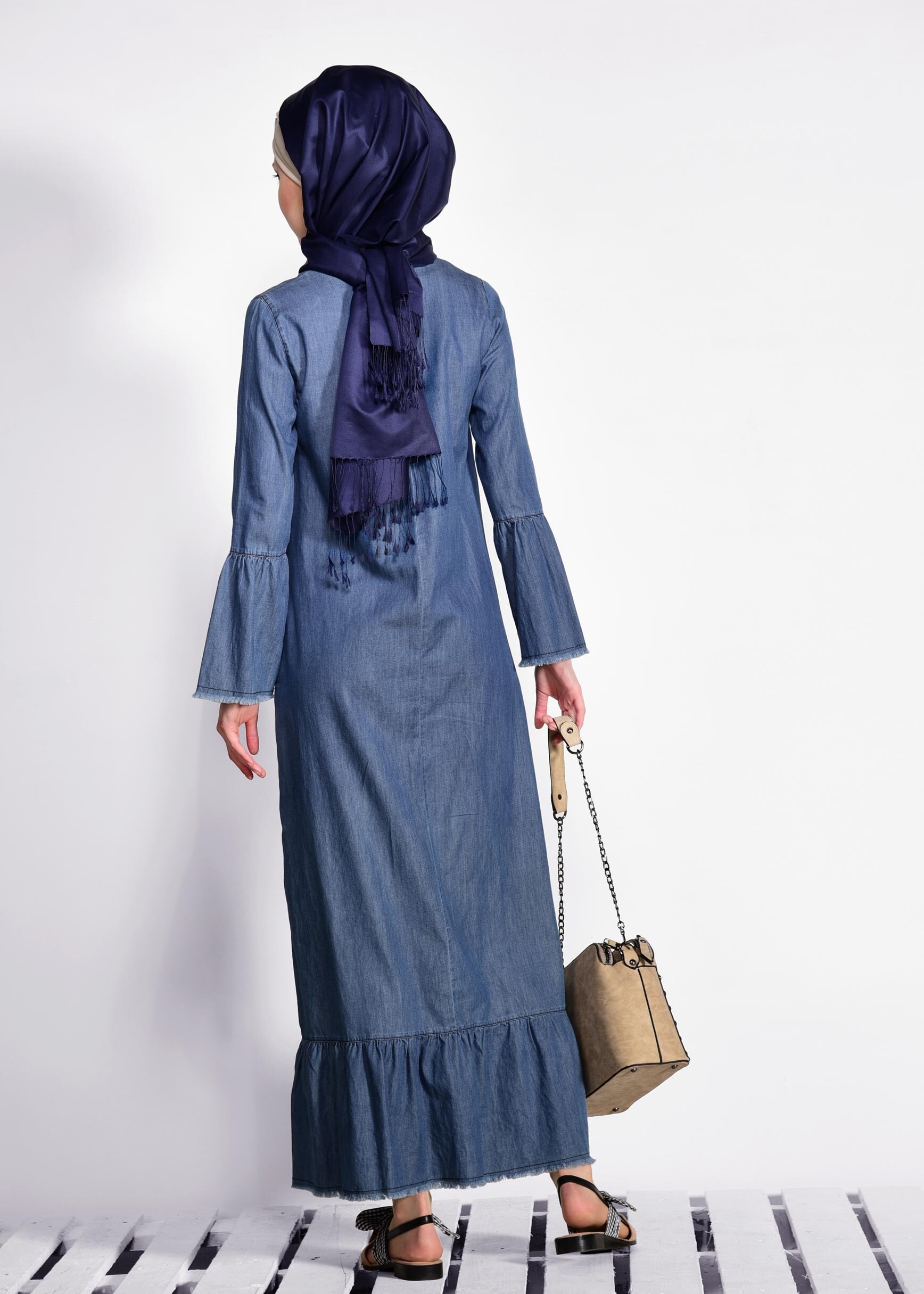 Tesettür giyim LACİVERT 4957 ARİA ELBİSE 36/44