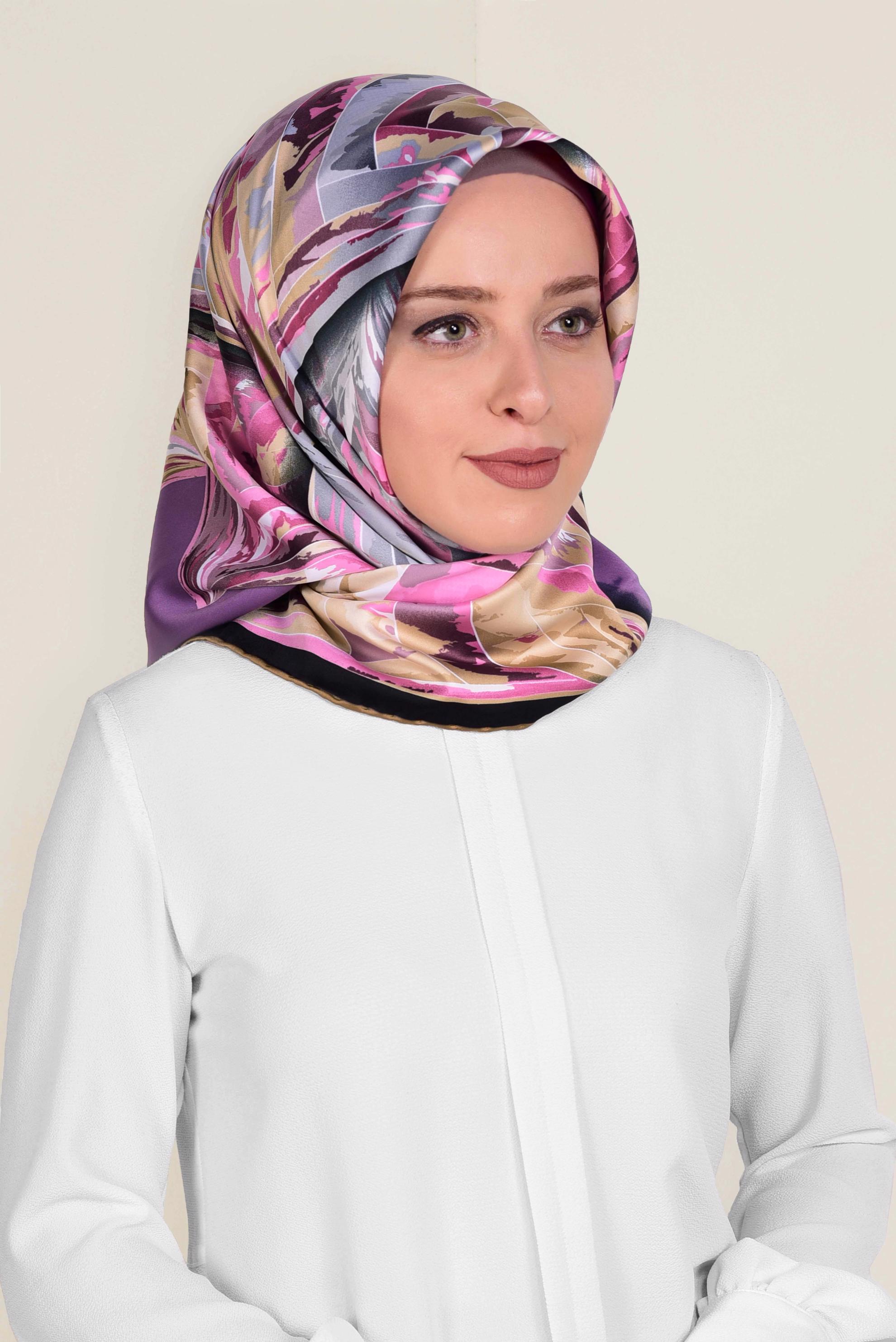 Tesettür giyim MOR 11381-1 ALVİNA DESENLİ EŞARP