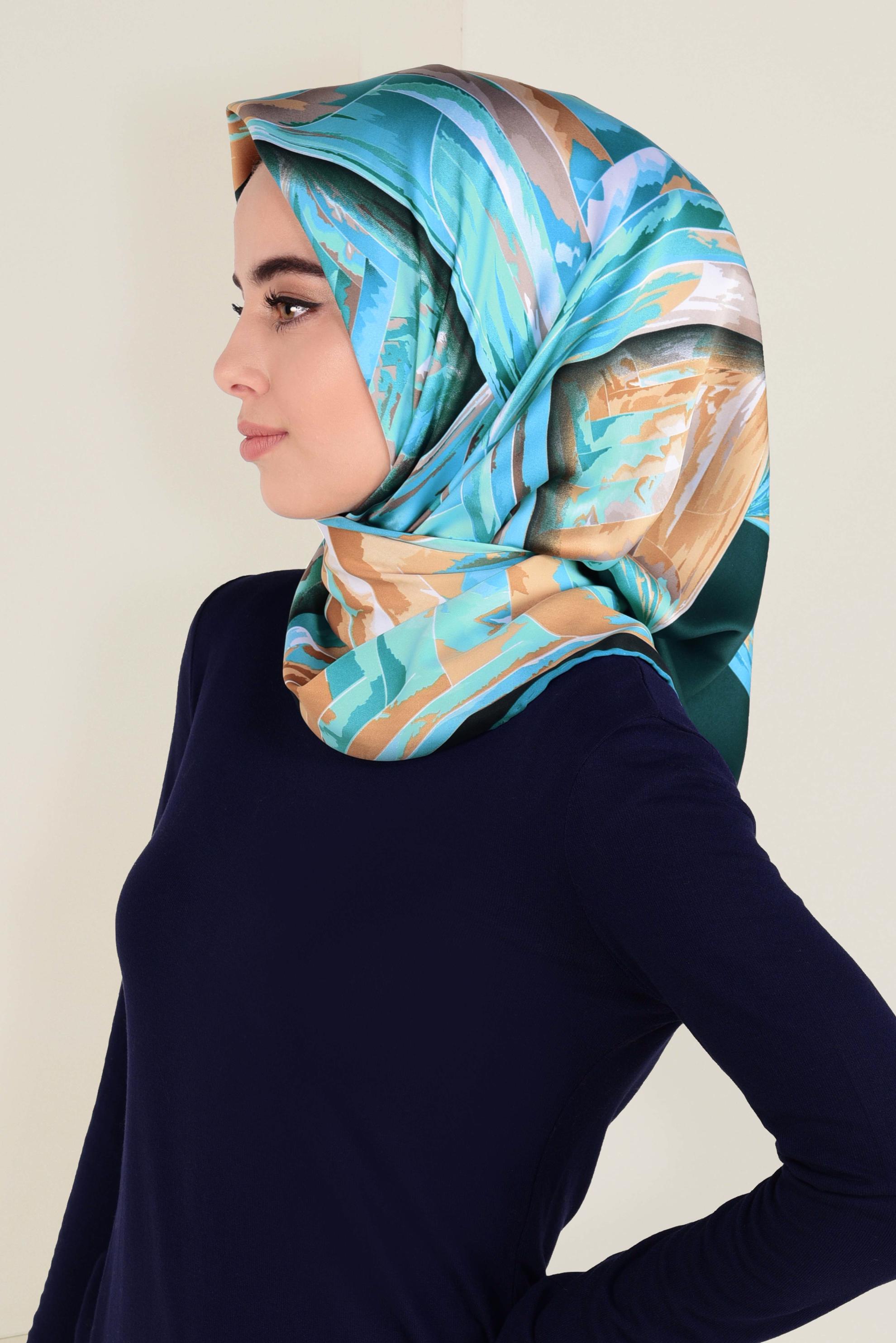 Tesettür giyim MAVİ 11381-1 ALVİNA DESENLİ EŞARP