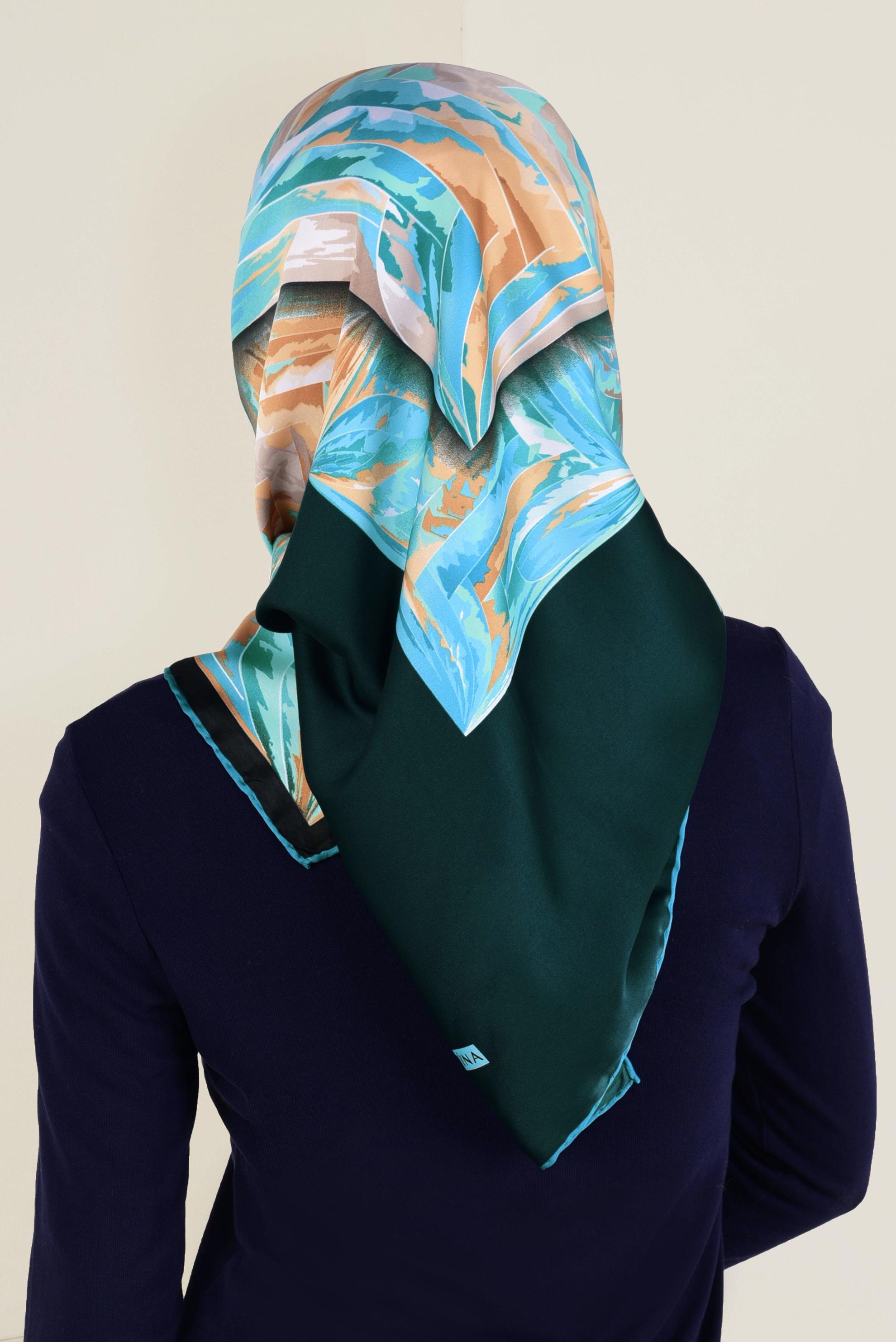 Tesettür giyim MAVİ 11381-1 ALVİNA DESENLİ EŞARP