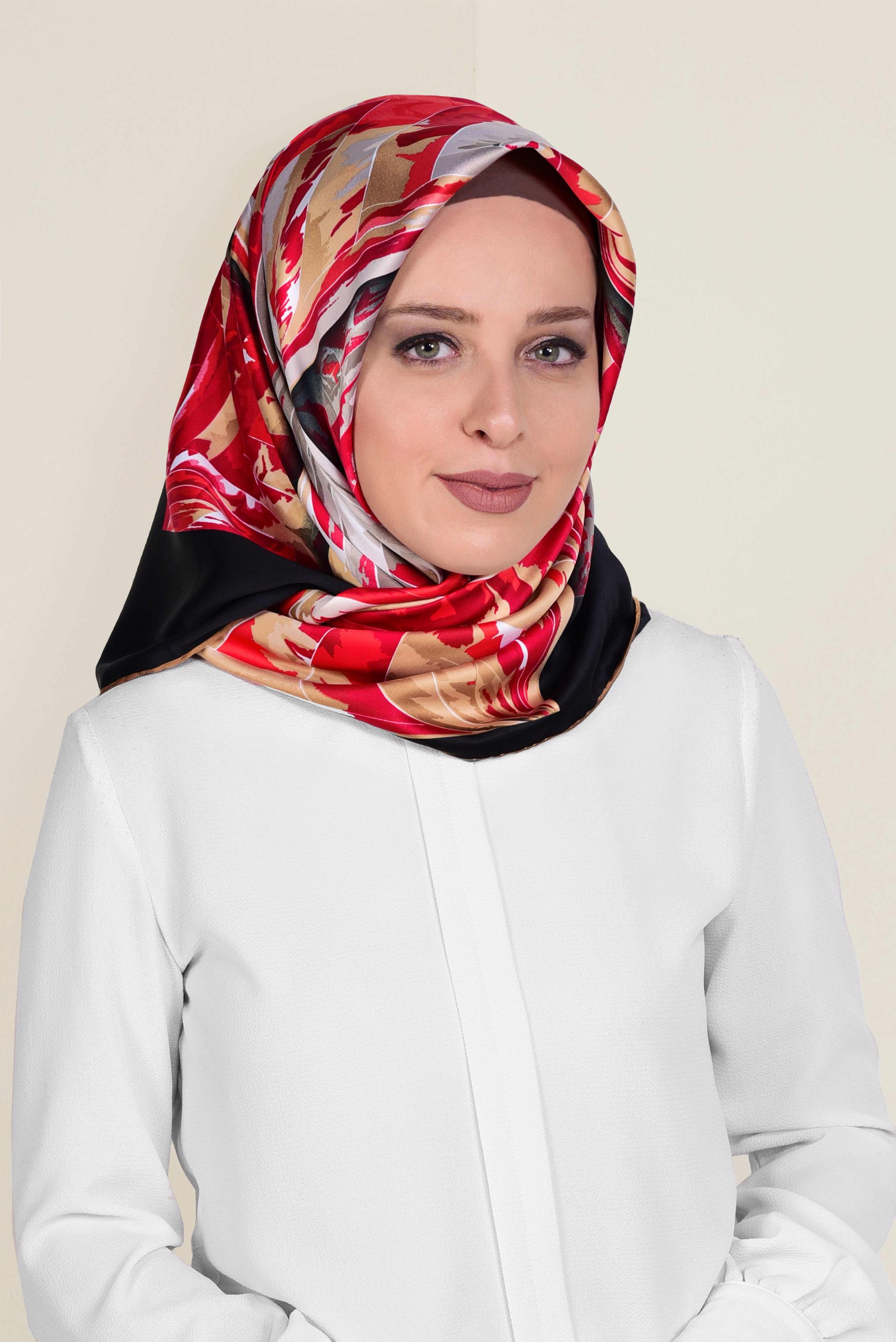 Tesettür giyim SİYAH 11381-1 ALVİNA DESENLİ EŞARP