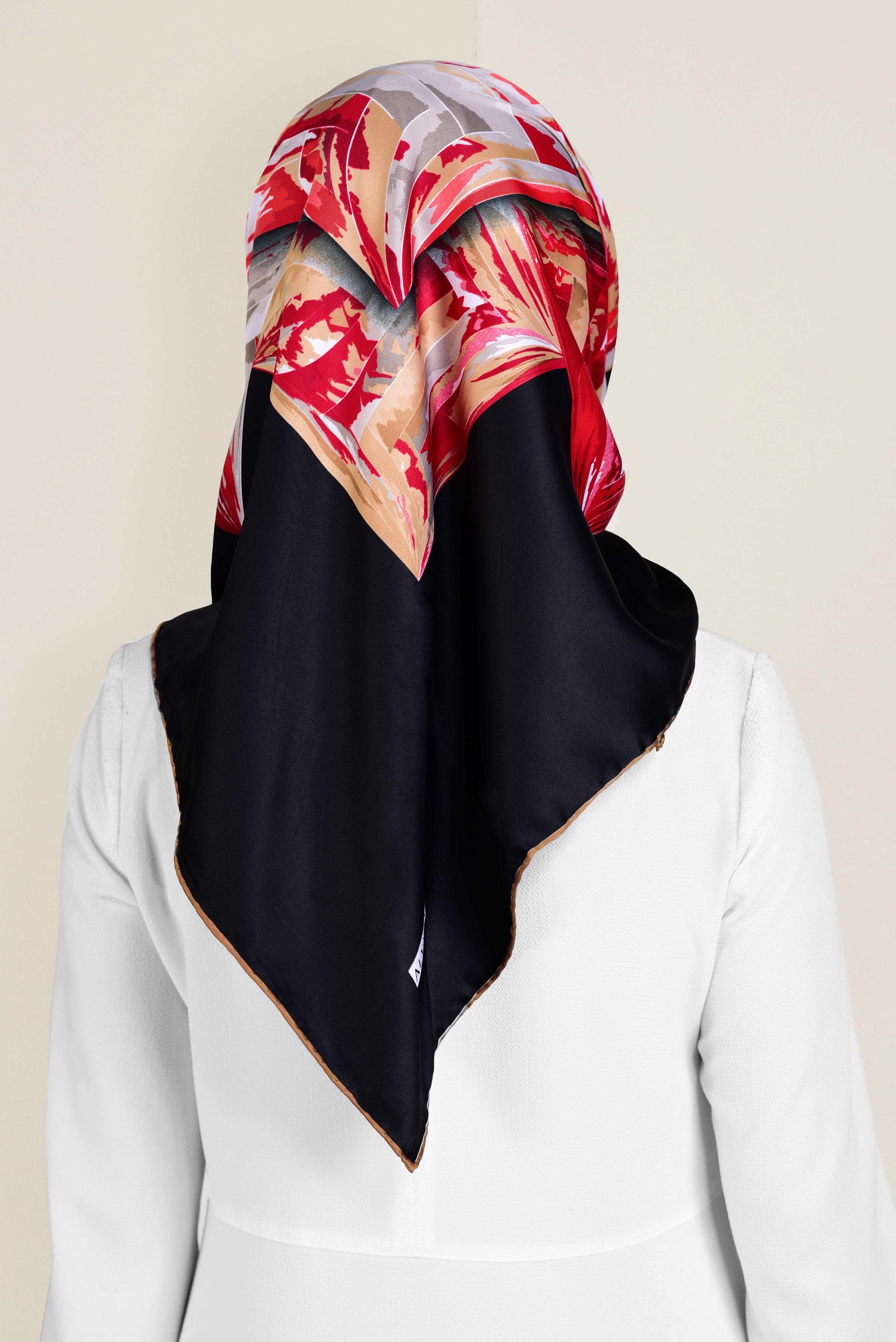 Tesettür giyim SİYAH 11381-1 ALVİNA DESENLİ EŞARP