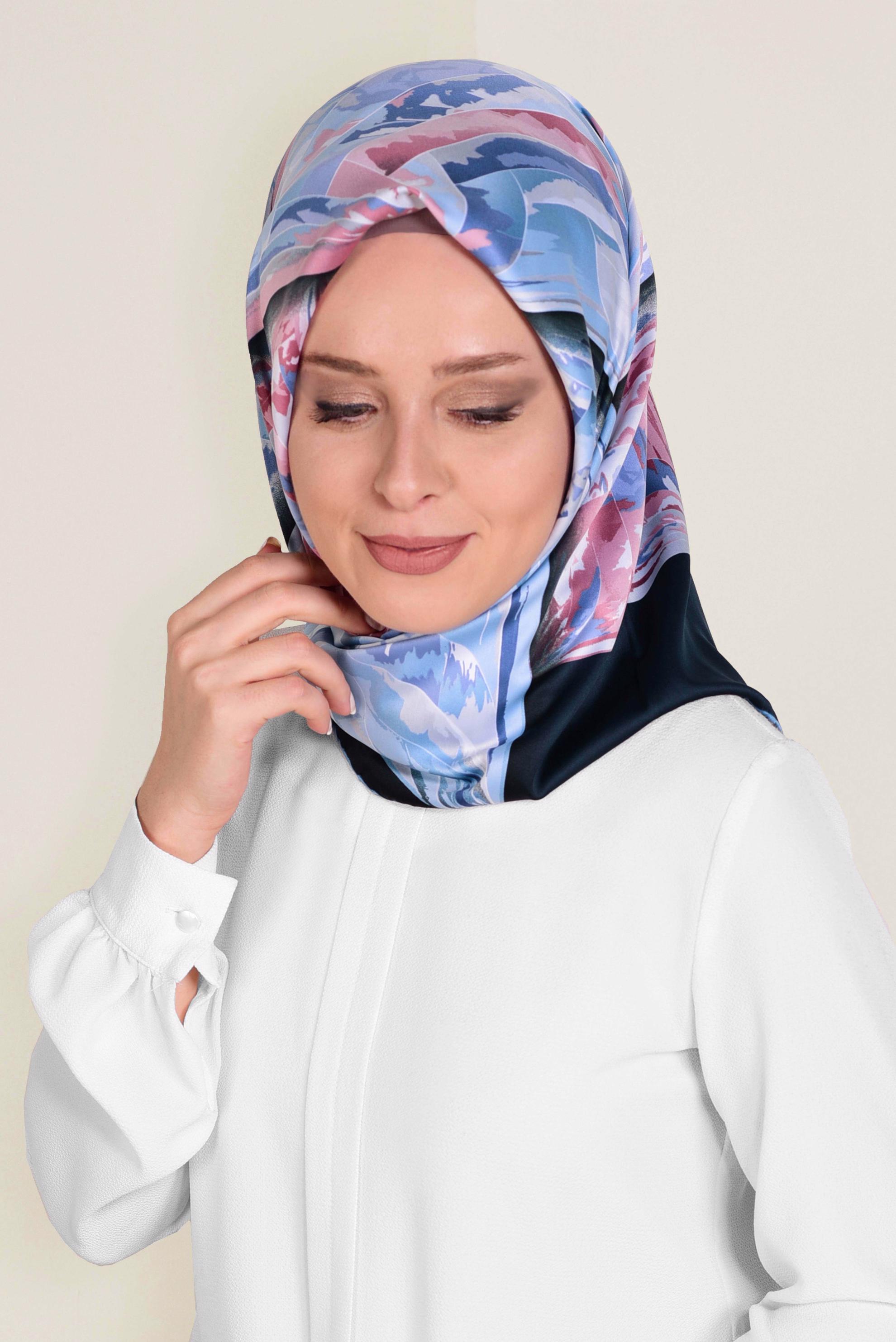 Tesettür giyim LACİVERT 11381-1 ALVİNA DESENLİ EŞARP