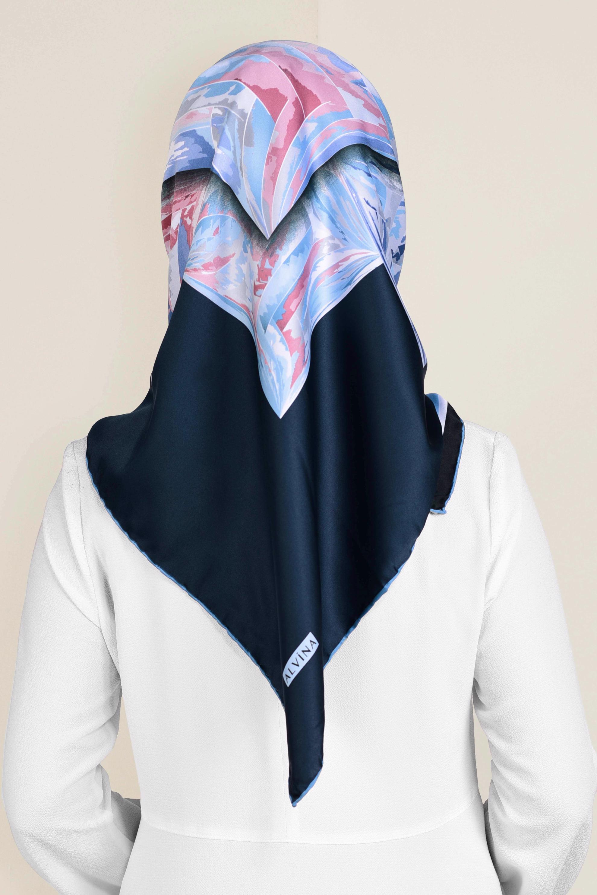 Tesettür giyim LACİVERT 11381-1 ALVİNA DESENLİ EŞARP