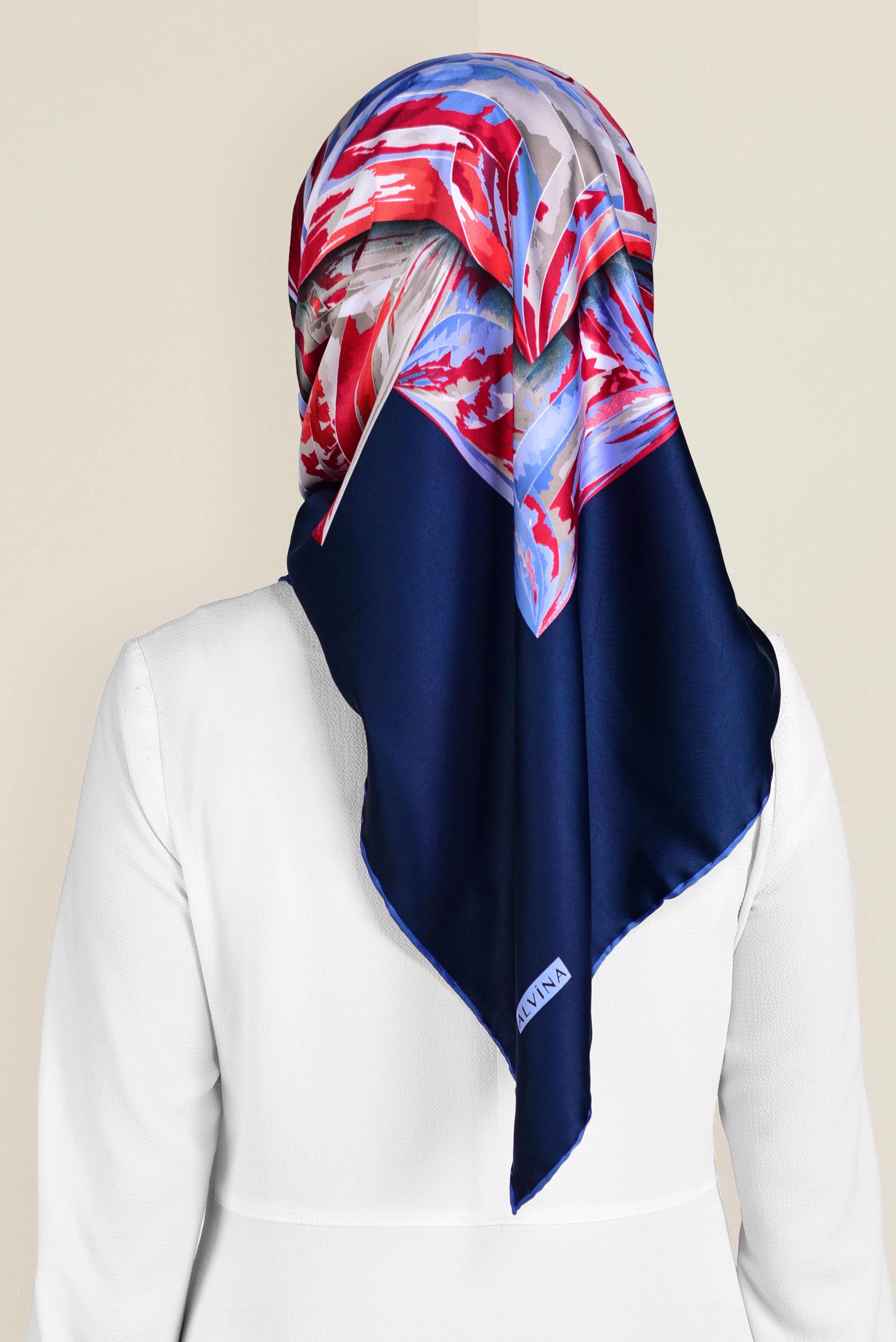 Tesettür giyim LACİVERT 11381-1 ALVİNA DESENLİ EŞARP