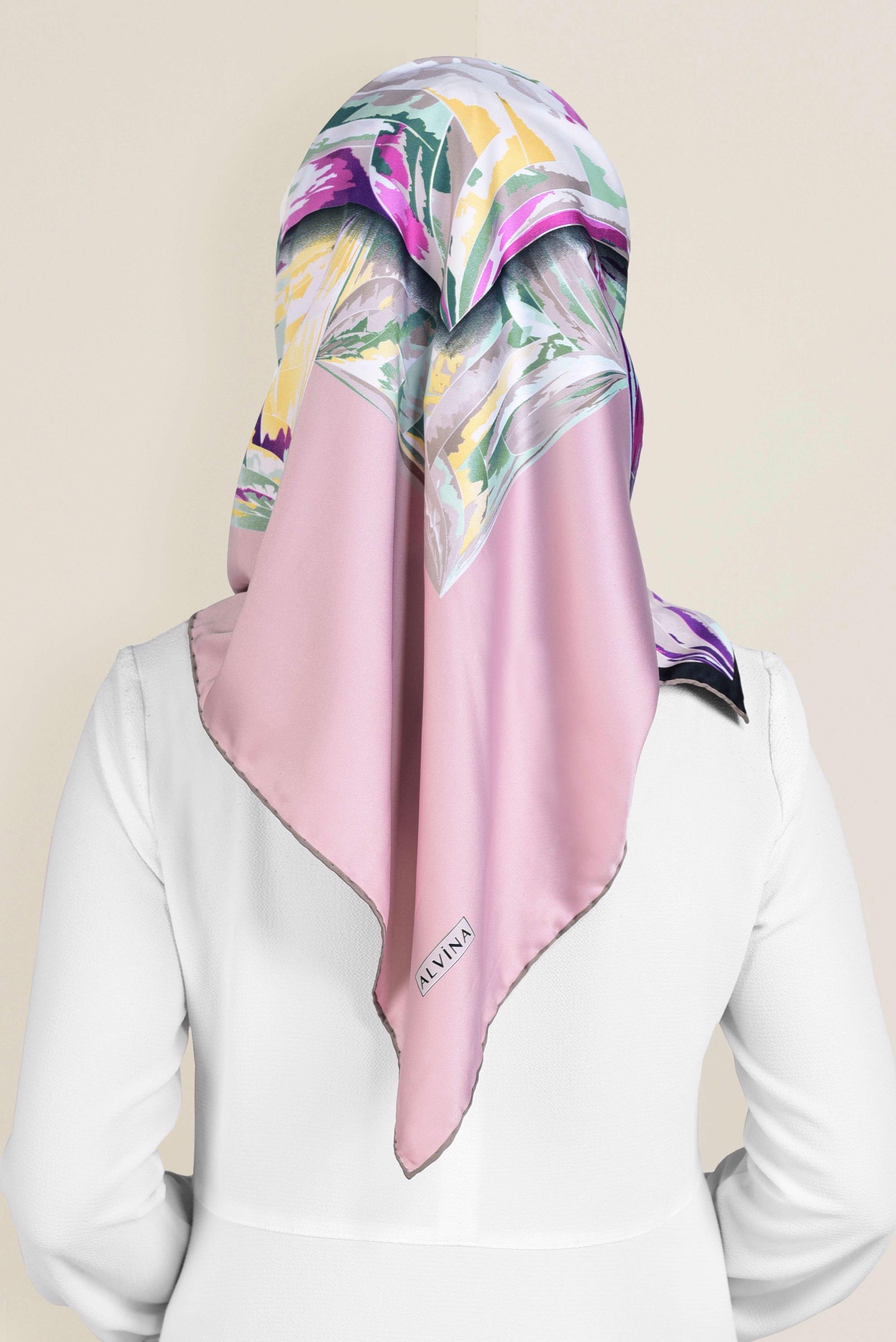 Tesettür giyim VİZON 11381-1 ALVİNA DESENLİ EŞARP