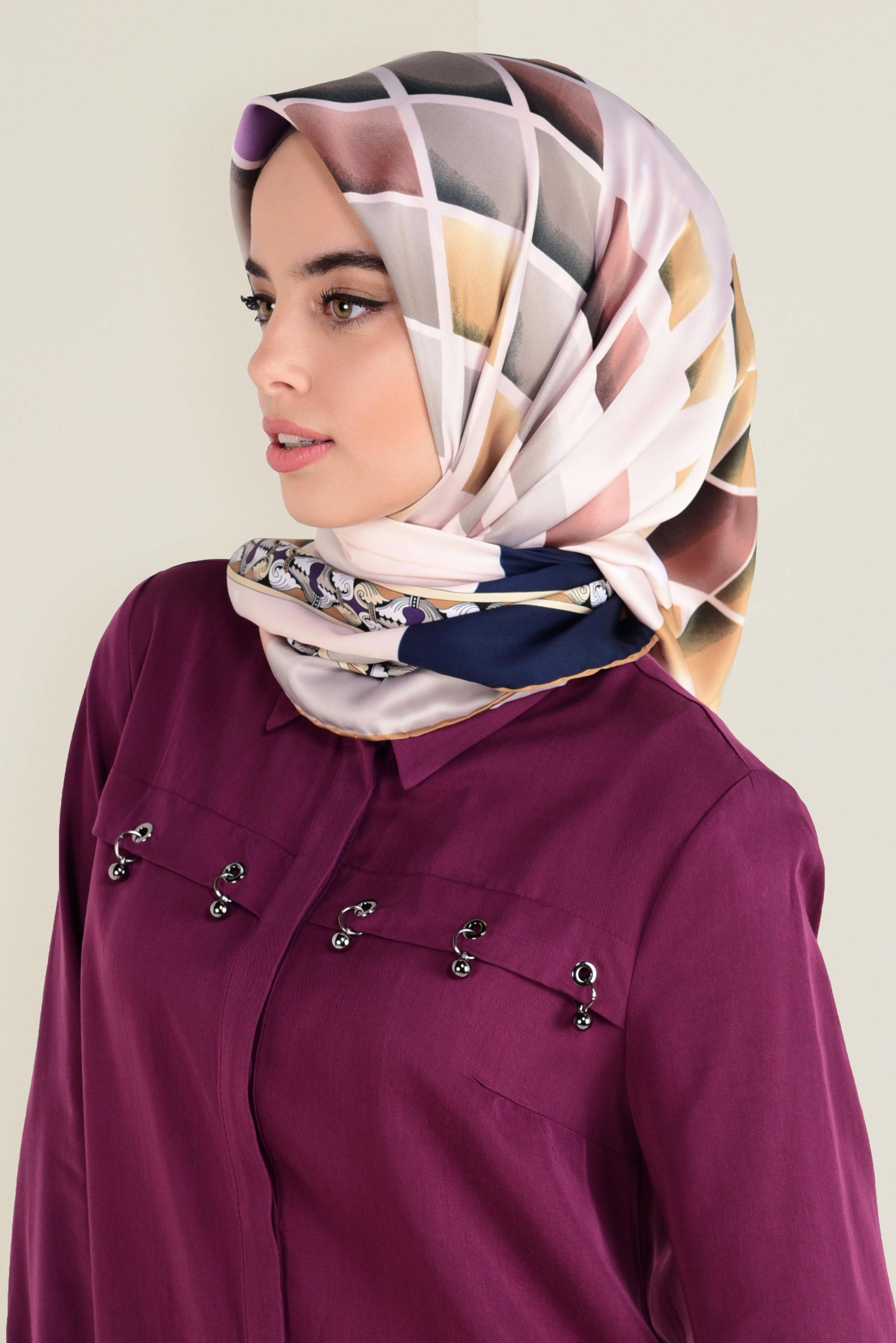 Tesettür giyim MOR 11382-1  ALVİNA DESENLİ EŞARP