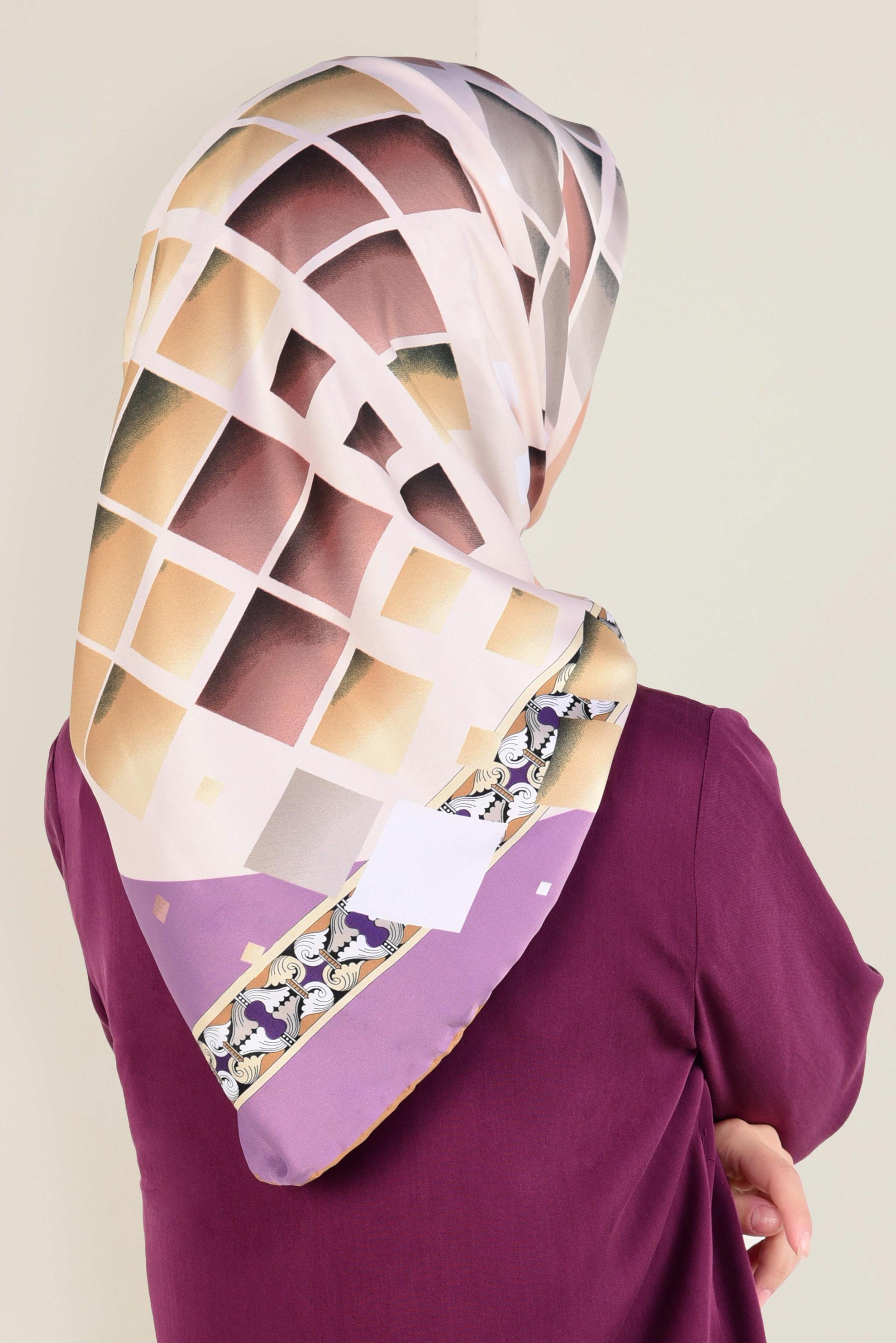 Tesettür giyim MOR 11382-1  ALVİNA DESENLİ EŞARP