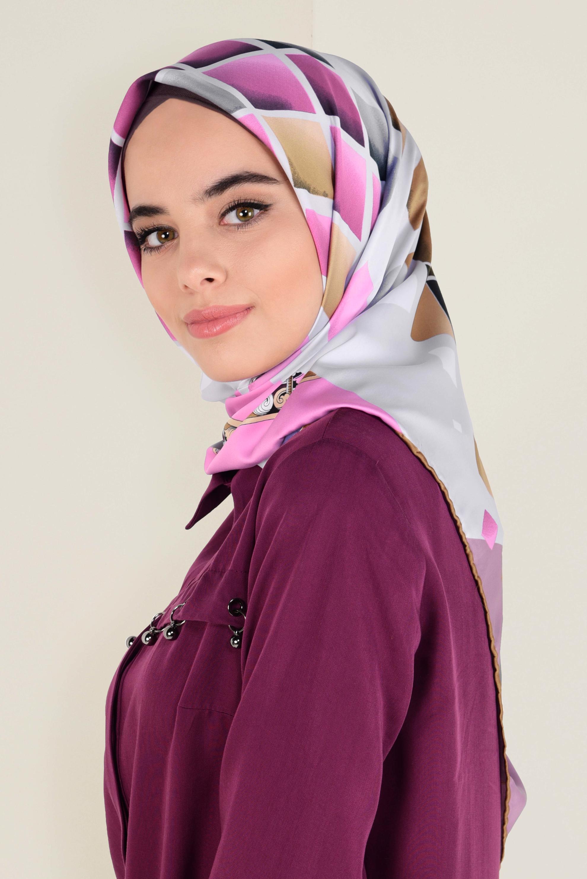 Tesettür giyim MOR 11382-1  ALVİNA DESENLİ EŞARP