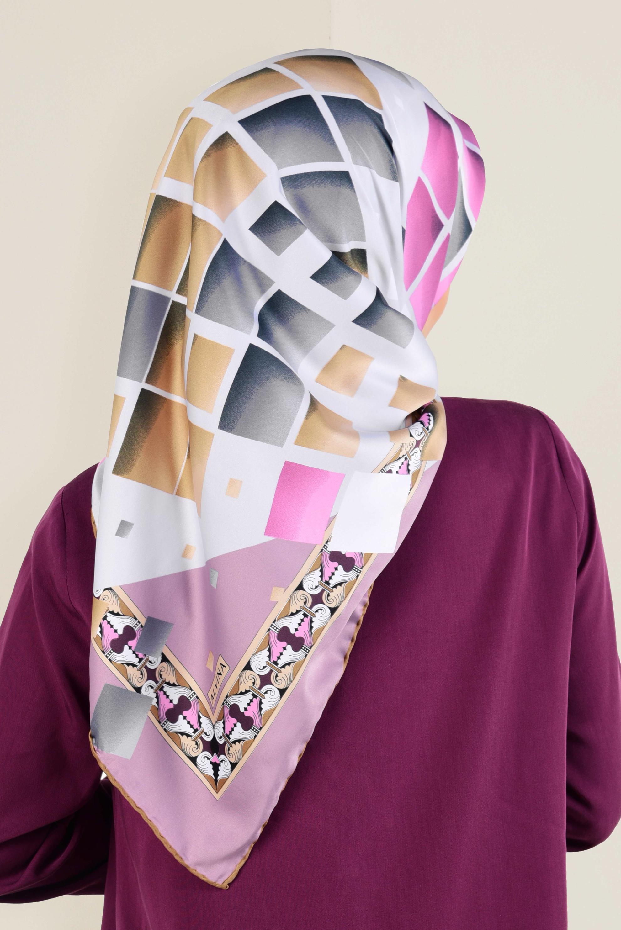 Tesettür giyim MOR 11382-1  ALVİNA DESENLİ EŞARP