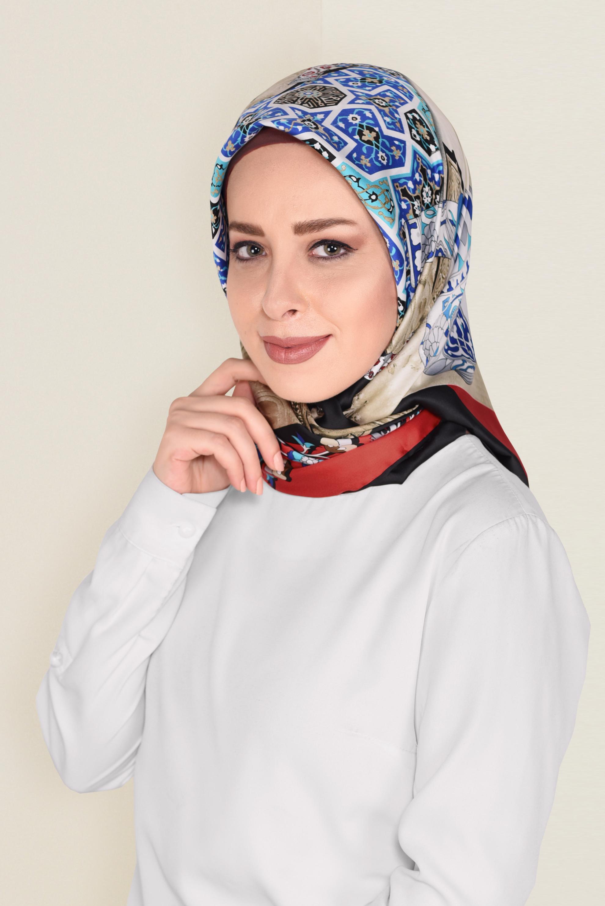 Tesettür giyim BORDO 11391-1 ALVİNA DESENLİ EŞARP