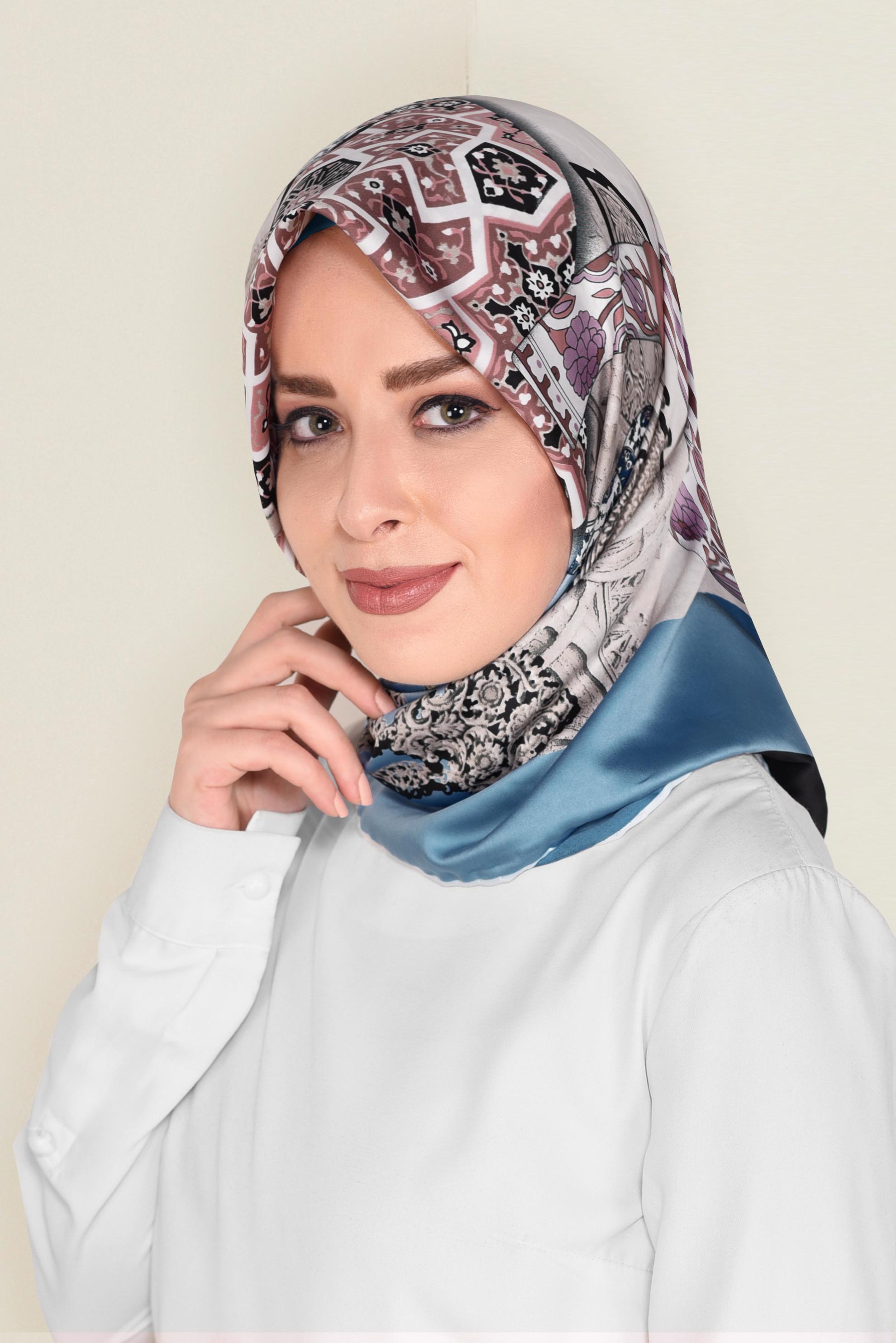 Tesettür giyim LACİVERT 11391-1 ALVİNA DESENLİ EŞARP