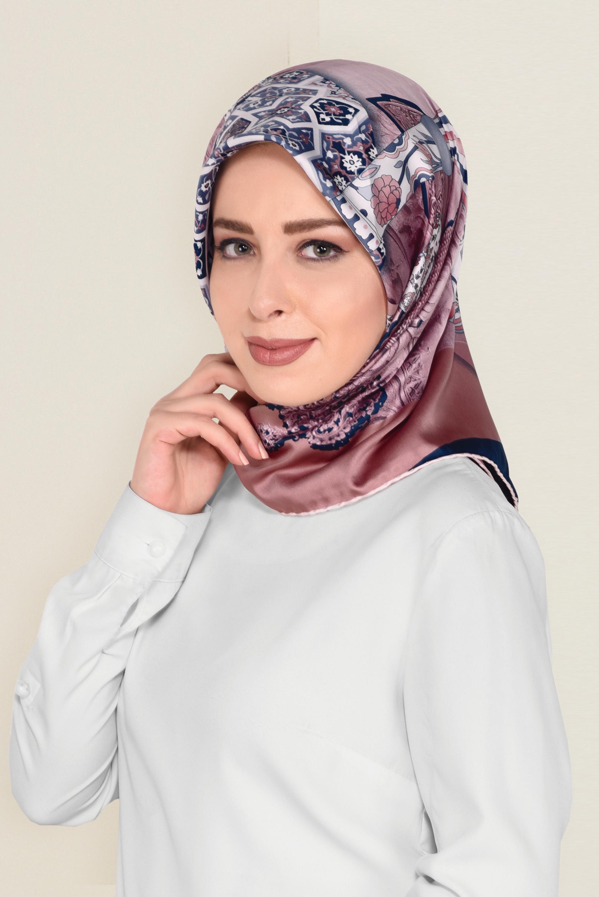 Tesettür giyim PUDRA 11391-1 ALVİNA DESENLİ EŞARP