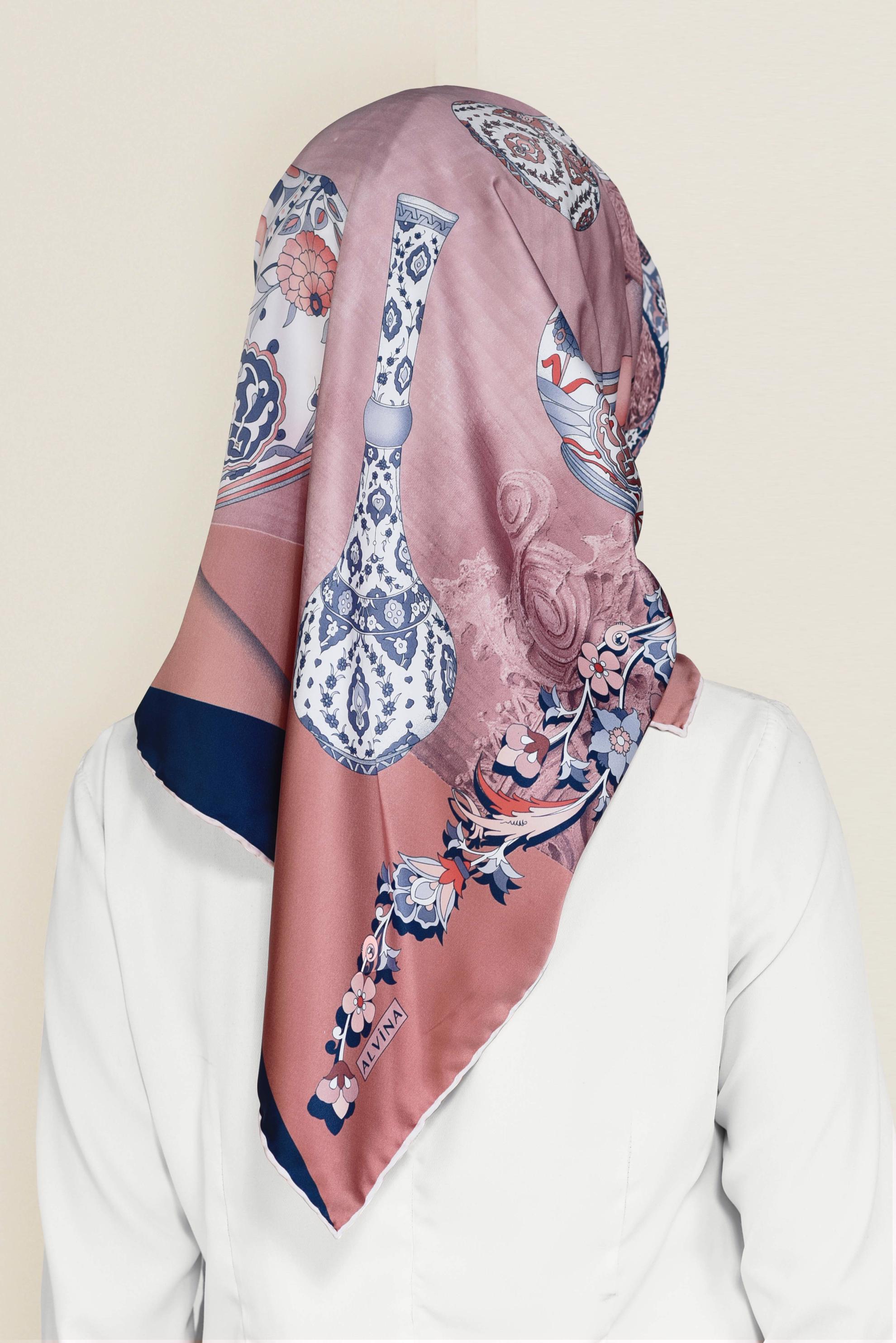 Tesettür giyim PUDRA 11391-1 ALVİNA DESENLİ EŞARP