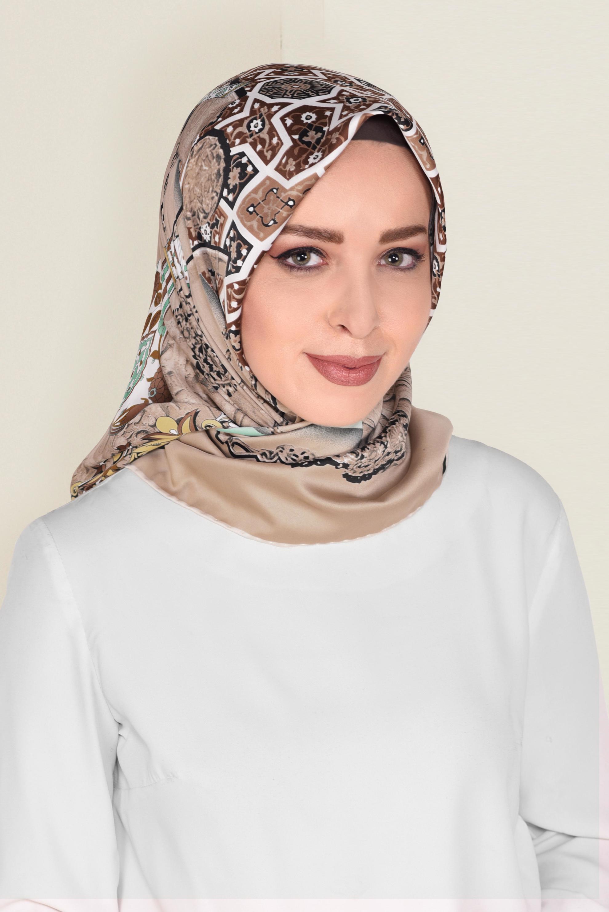 Tesettür giyim YEŞİL 11391-1 ALVİNA DESENLİ EŞARP