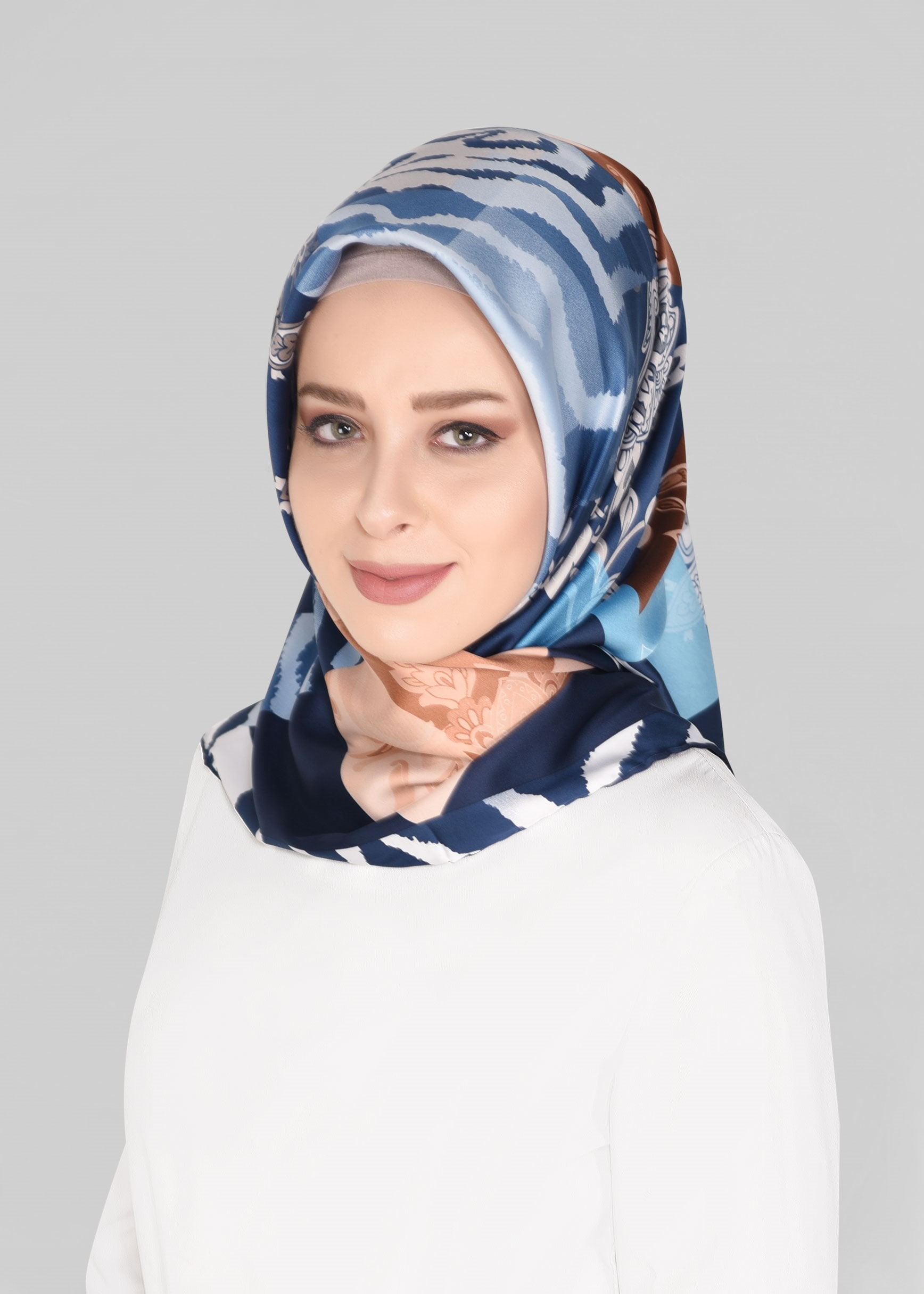 Tesettür giyim LACİVERT 11392-1 ALVİNA DESENLİ EŞARP