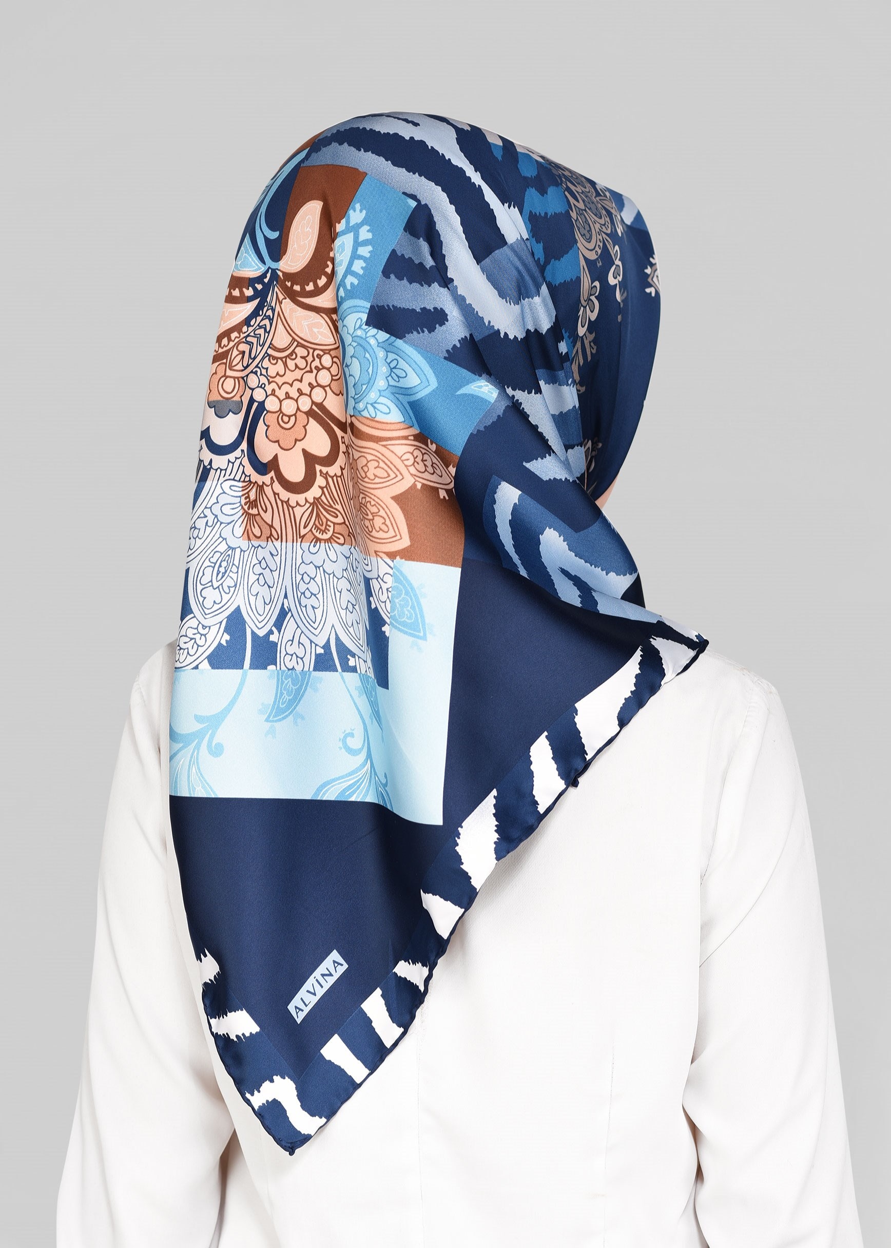 Tesettür giyim LACİVERT 11392-1 ALVİNA DESENLİ EŞARP