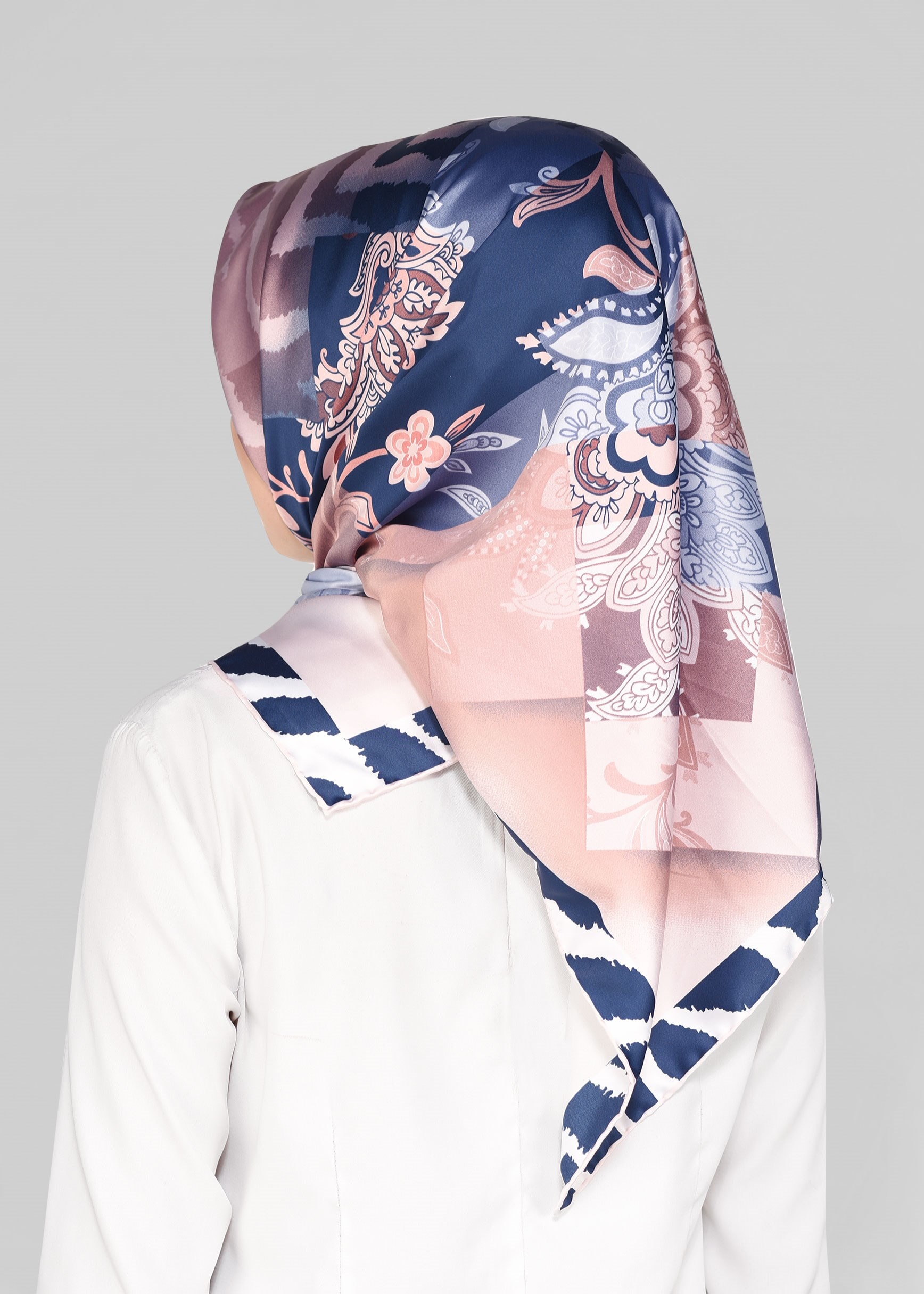 Tesettür giyim PUDRA 11392-1 ALVİNA DESENLİ EŞARP