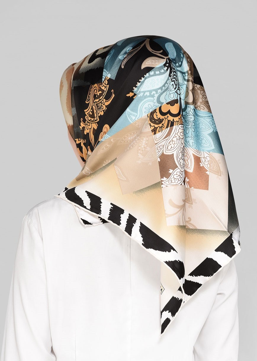 Tesettür giyim BEJ 11392-1 ALVİNA DESENLİ EŞARP