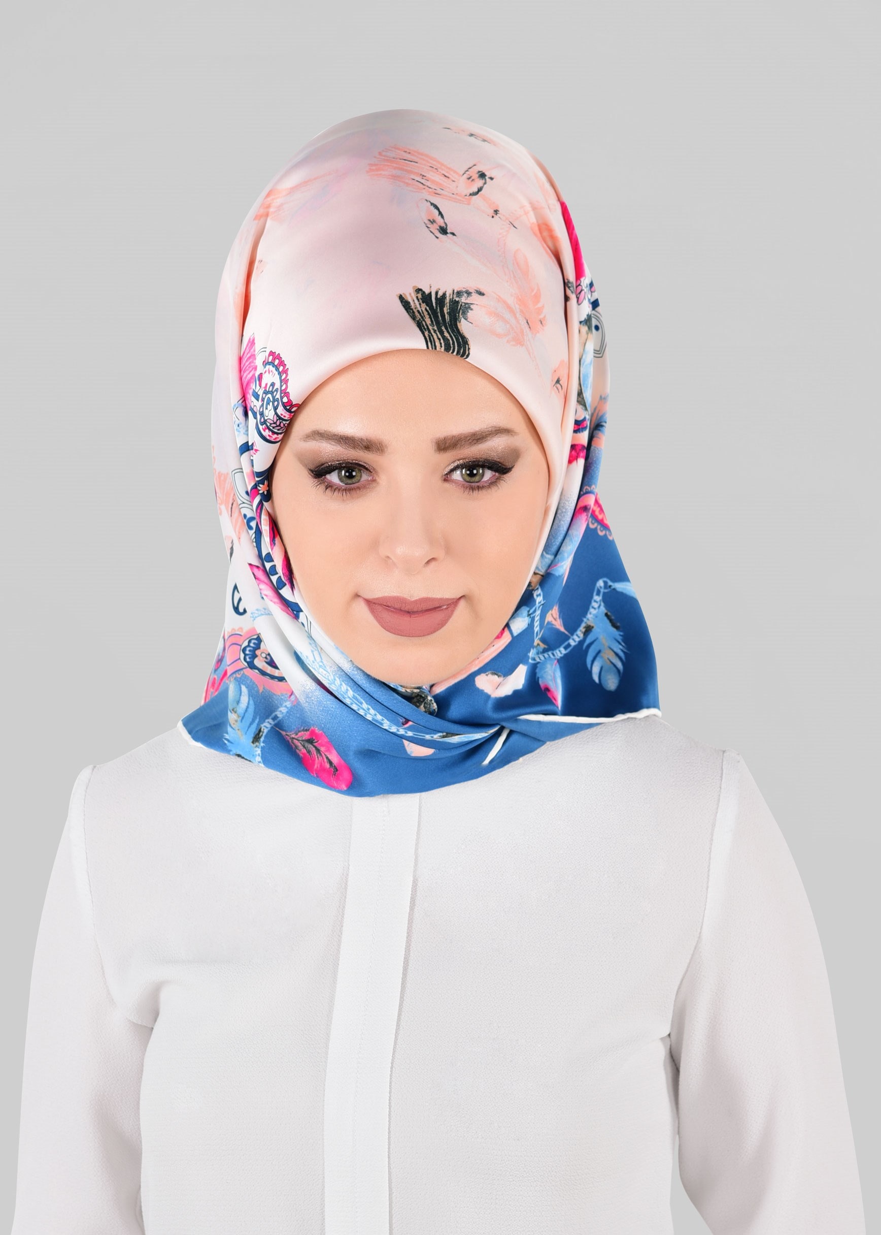 Tesettür giyim LACİVERT 12023-1 ALVİNA DESENLİ EŞARP