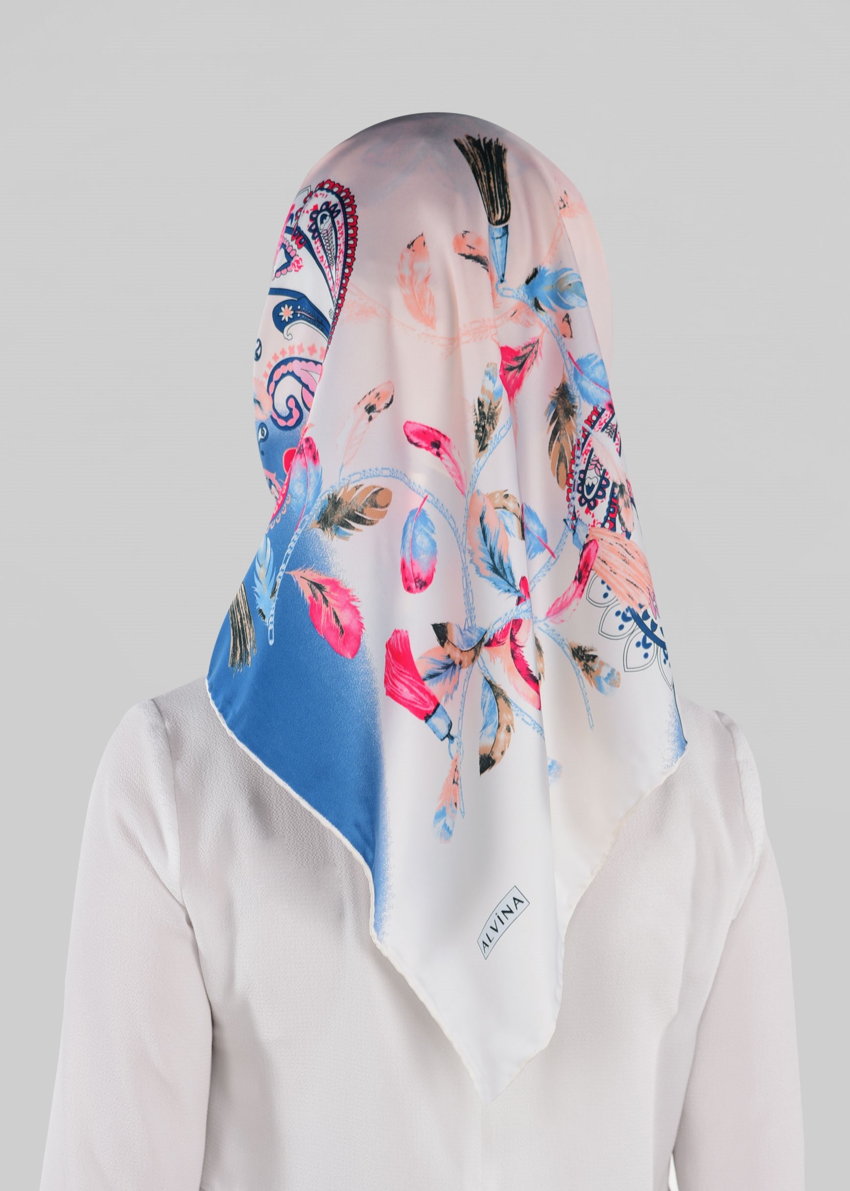 Tesettür giyim LACİVERT 12023-1 ALVİNA DESENLİ EŞARP