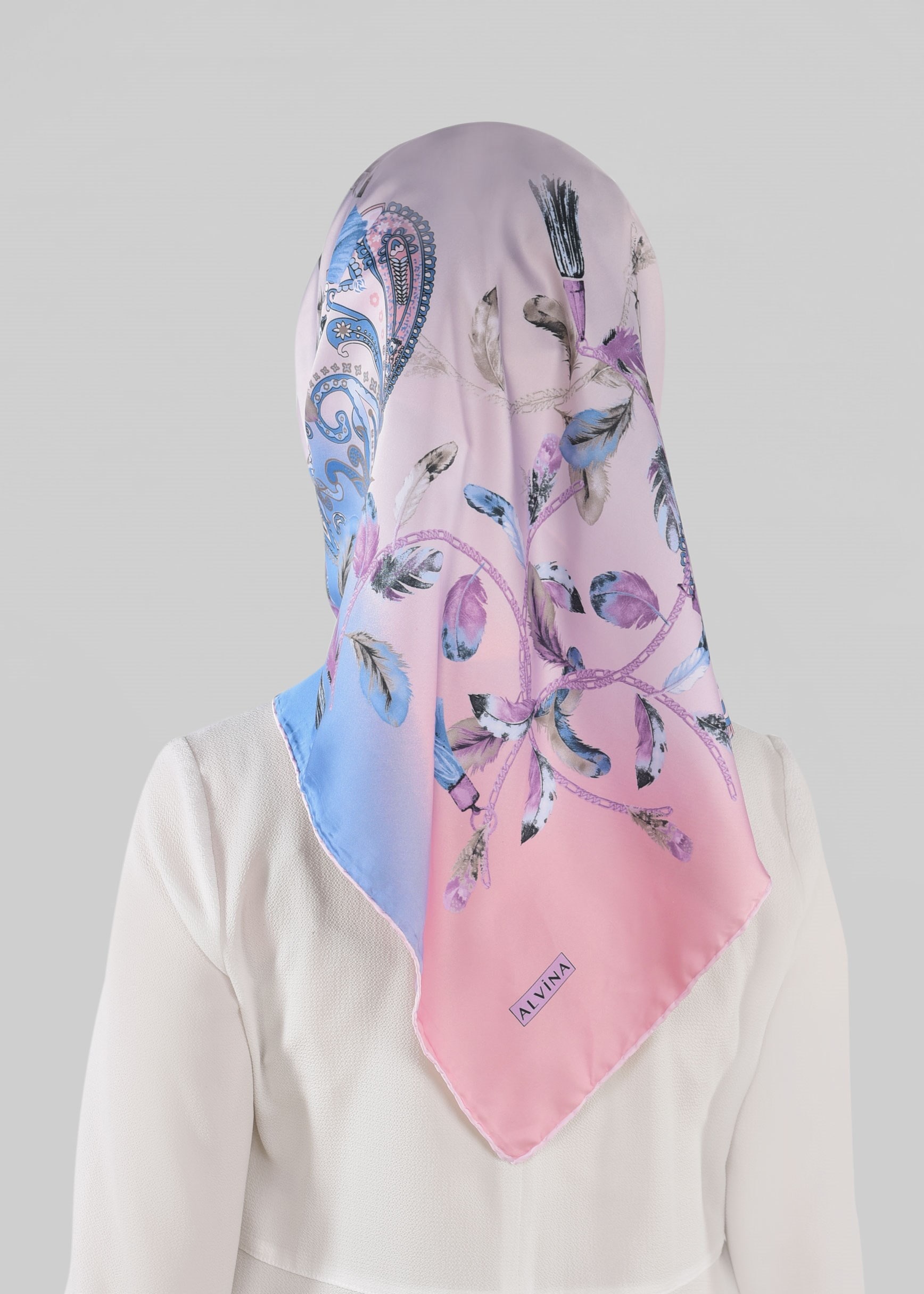 Tesettür giyim PUDRA 12023-1 ALVİNA DESENLİ EŞARP