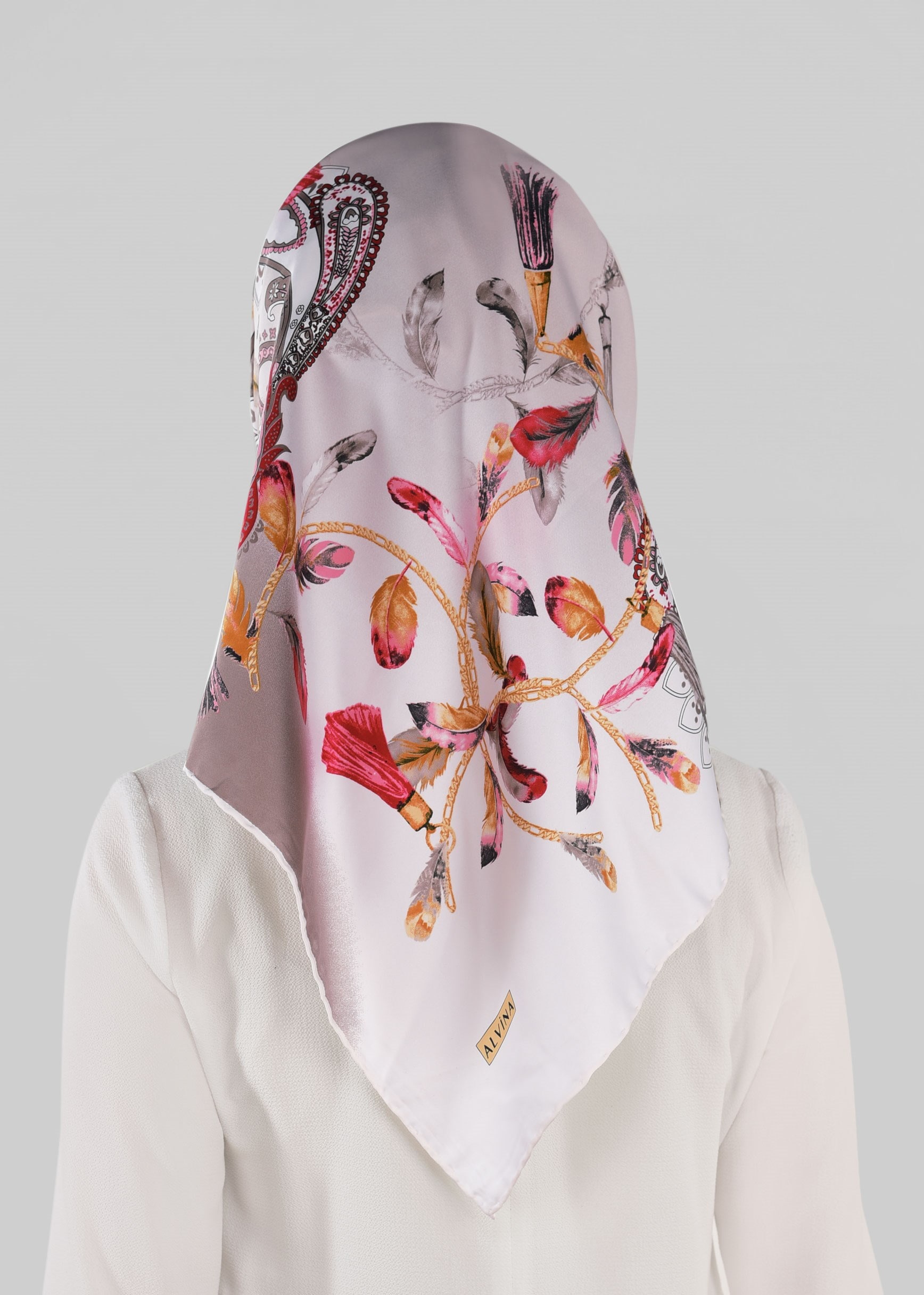 Tesettür giyim VİZON 12023-1 ALVİNA DESENLİ EŞARP