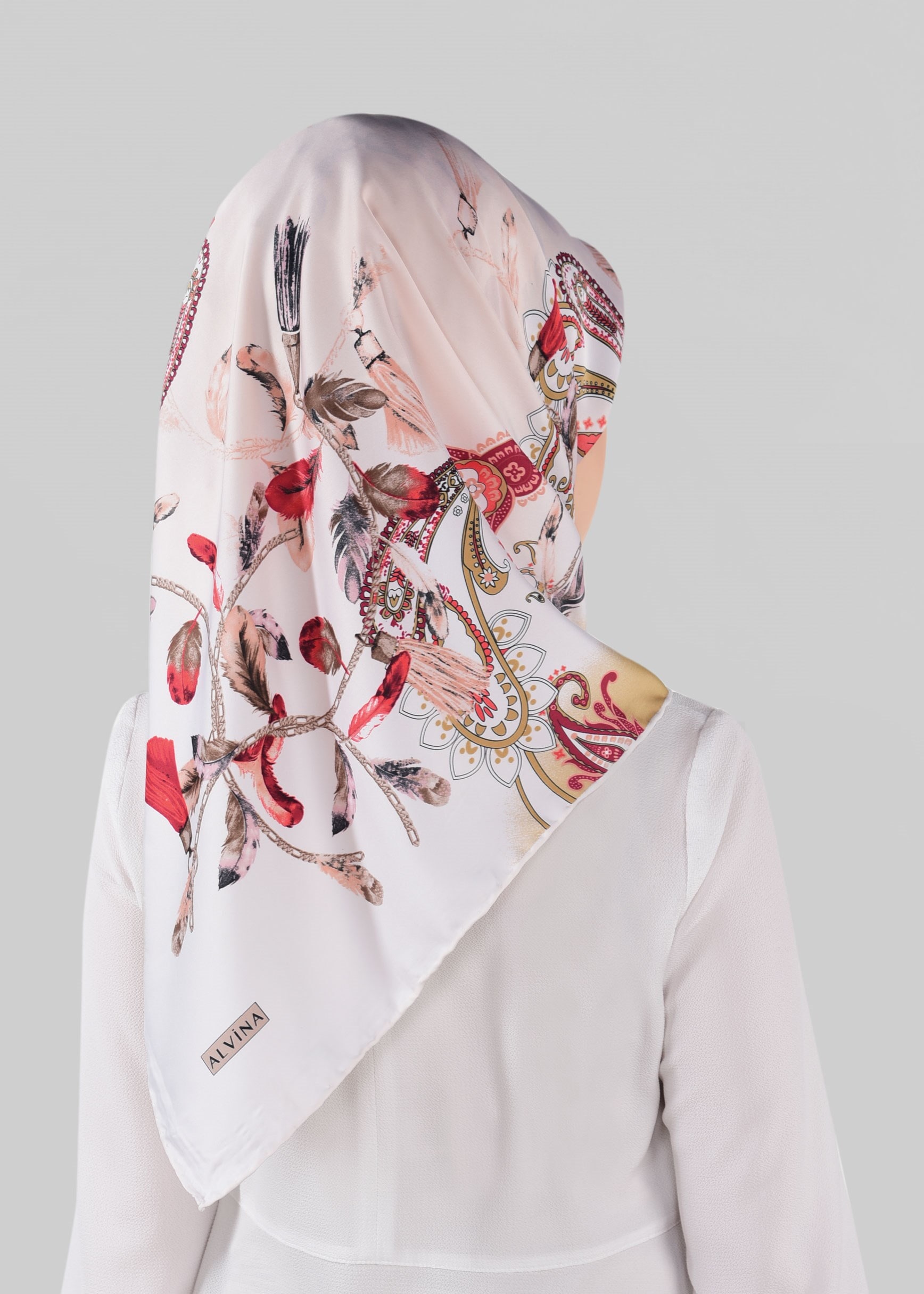 Tesettür giyim ALTIN 12023-1 ALVİNA DESENLİ EŞARP