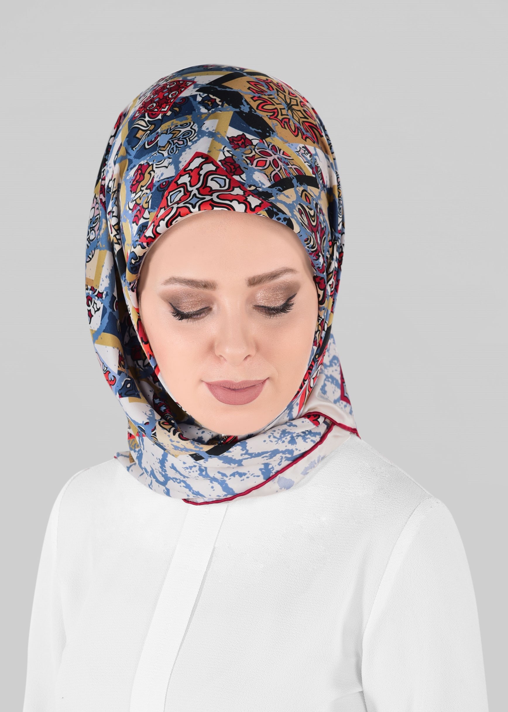 Tesettür giyim LACİVERT 12025-1 ALVİNA DESENLİ EŞARP