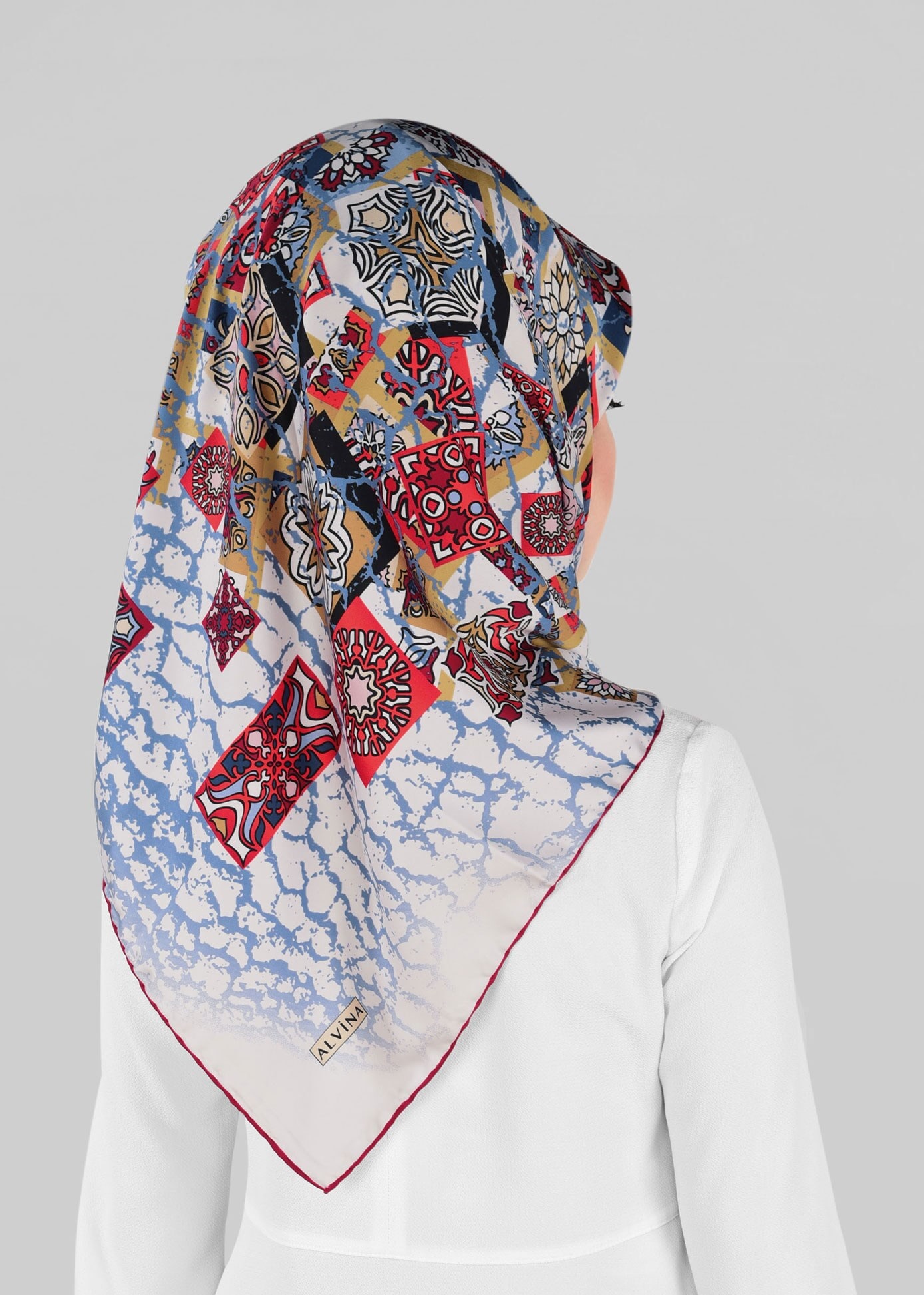 Tesettür giyim LACİVERT 12025-1 ALVİNA DESENLİ EŞARP