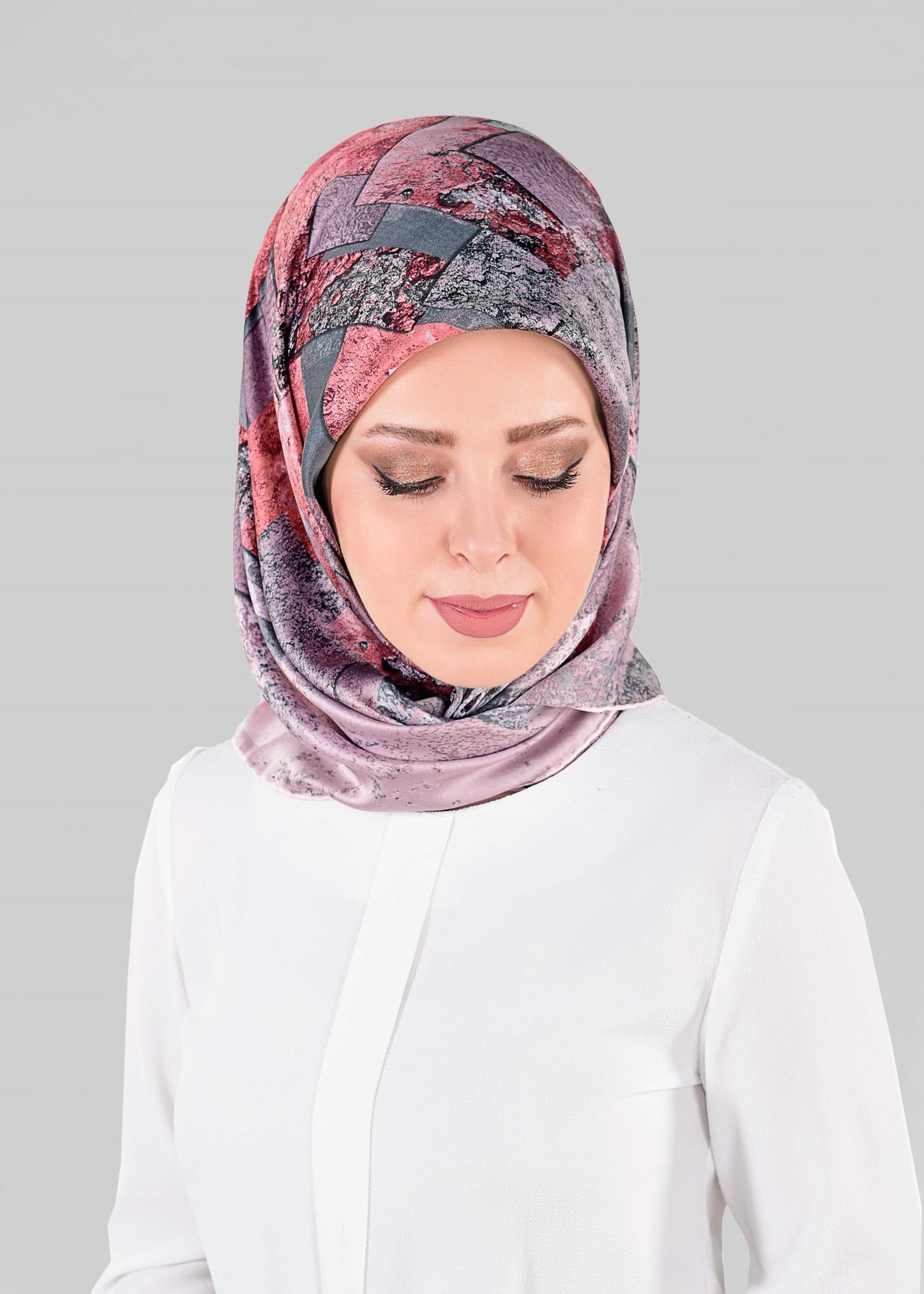 Tesettür giyim PUDRA 12026-1 ALVİNA DESENLİ EŞARP