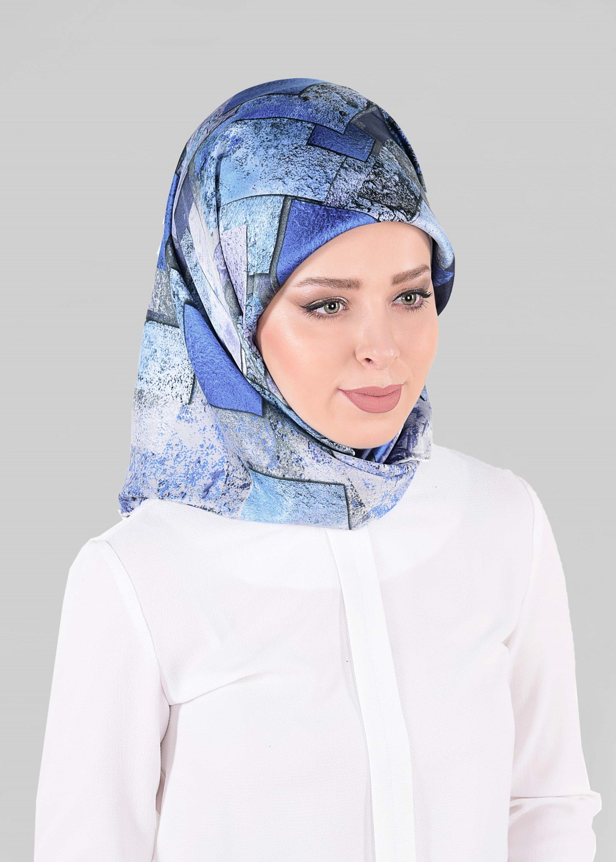 Tesettür giyim LACİVERT 12026-1 ALVİNA DESENLİ EŞARP