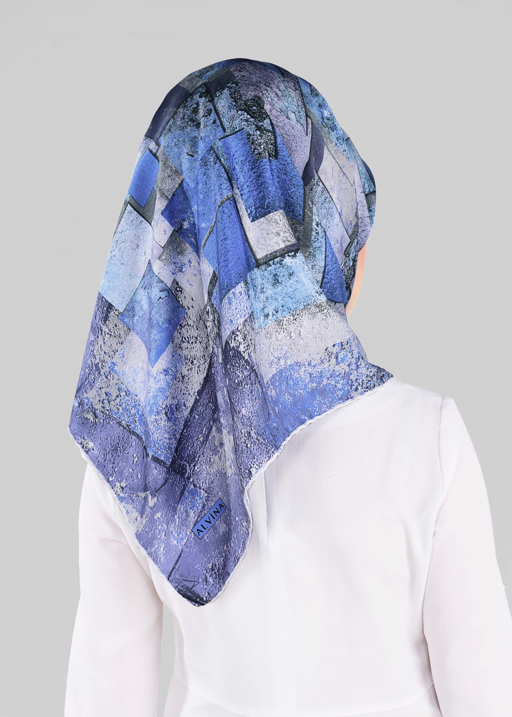 Tesettür giyim LACİVERT 12026-1 ALVİNA DESENLİ EŞARP