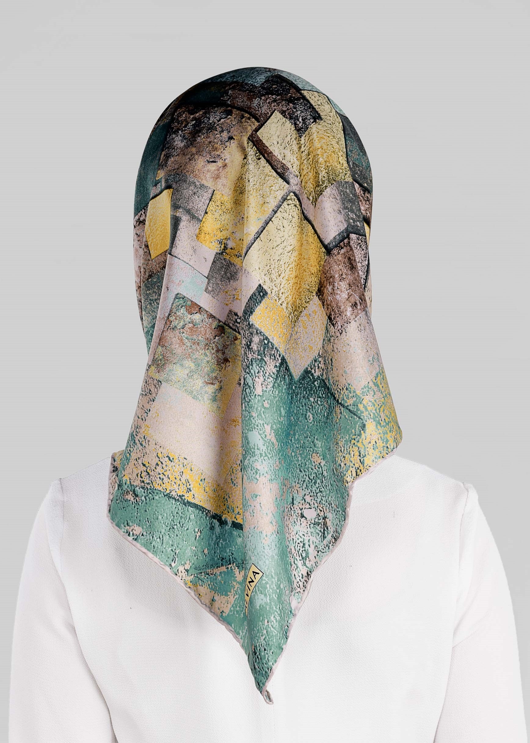 Tesettür giyim YEŞİL 12026-1 ALVİNA DESENLİ EŞARP