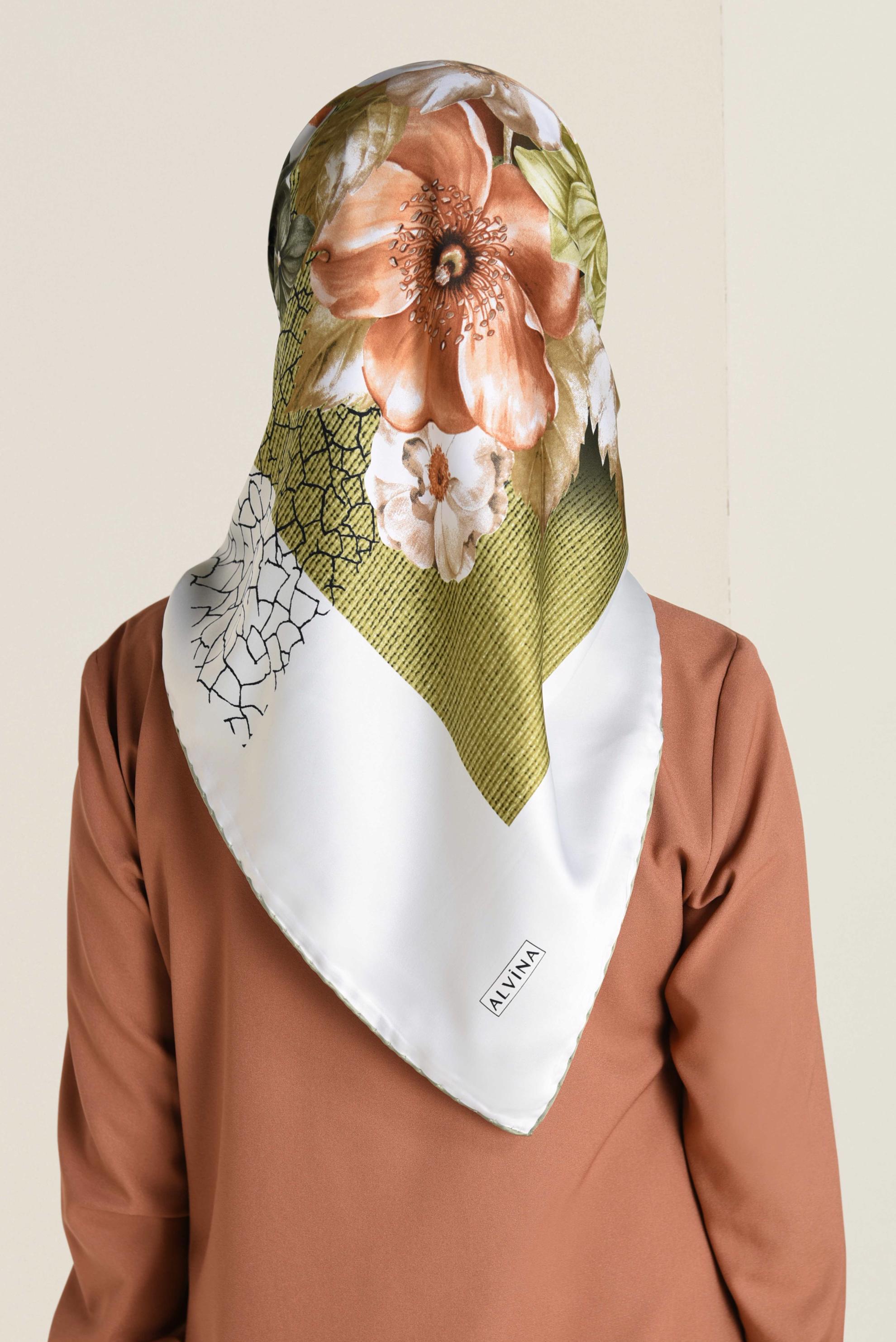 Tesettür giyim YEŞİL 12060-1 ALVİNA DESENLİ EŞARP