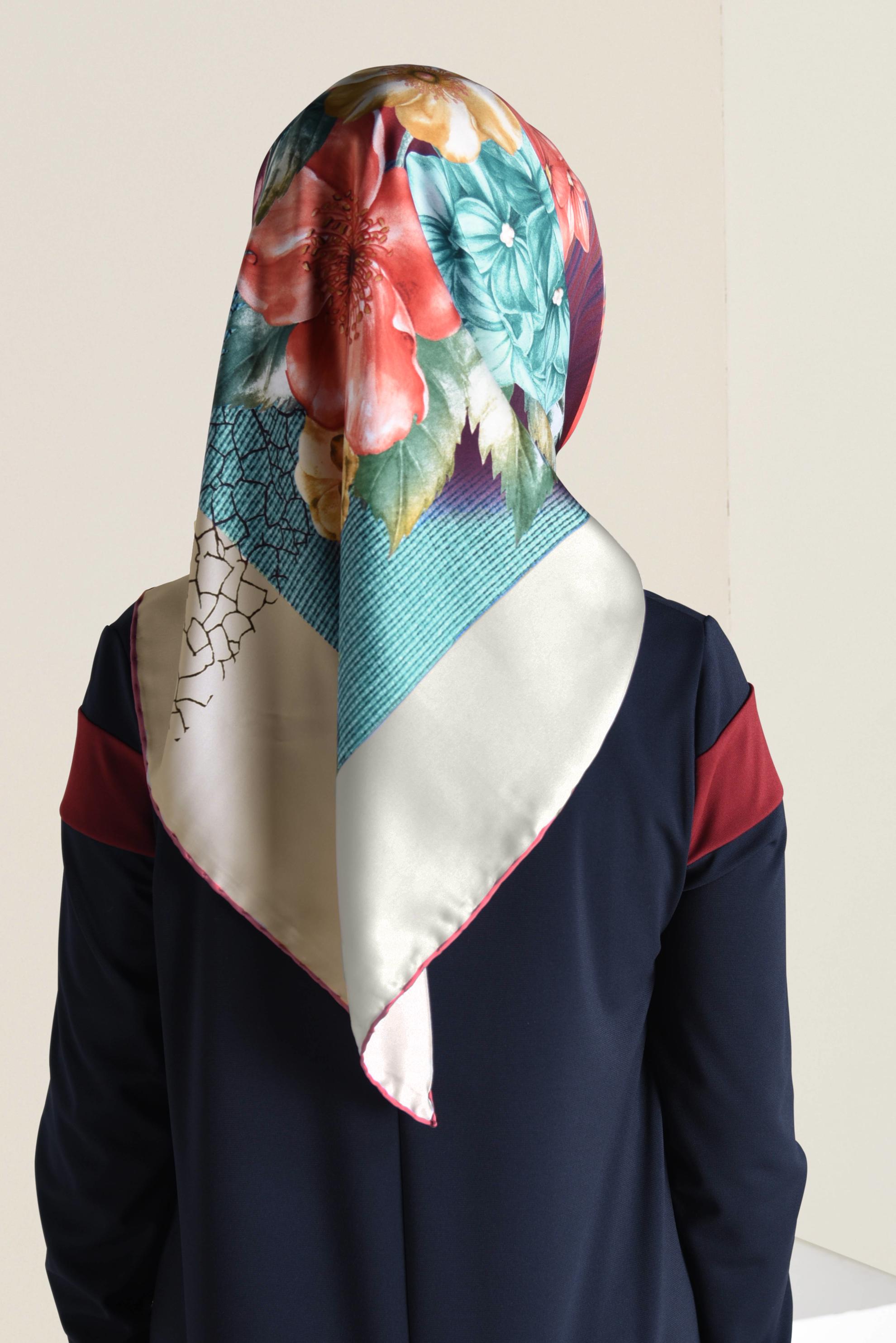 Tesettür giyim PEMBE 12060-1 ALVİNA DESENLİ EŞARP