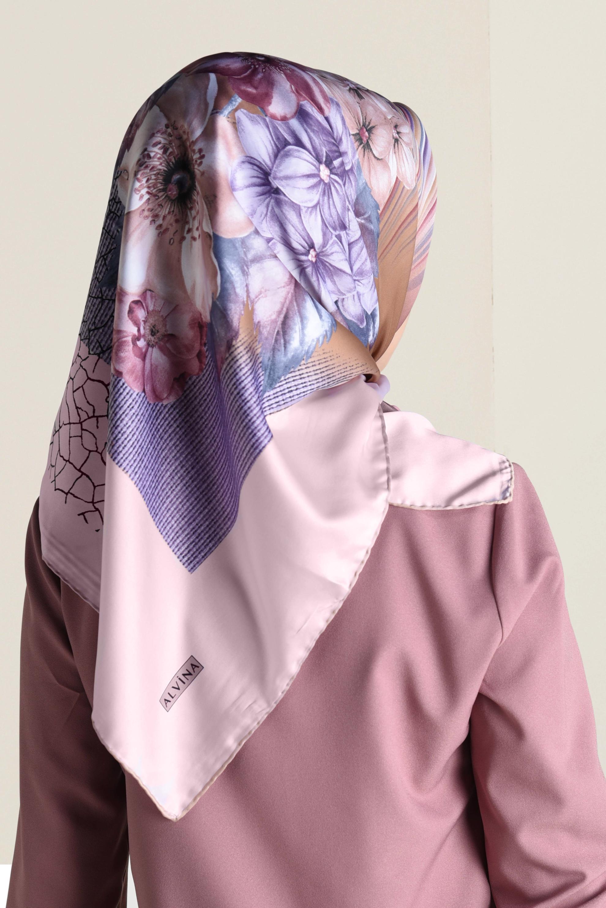 Tesettür giyim PUDRA 12060-1 ALVİNA DESENLİ EŞARP