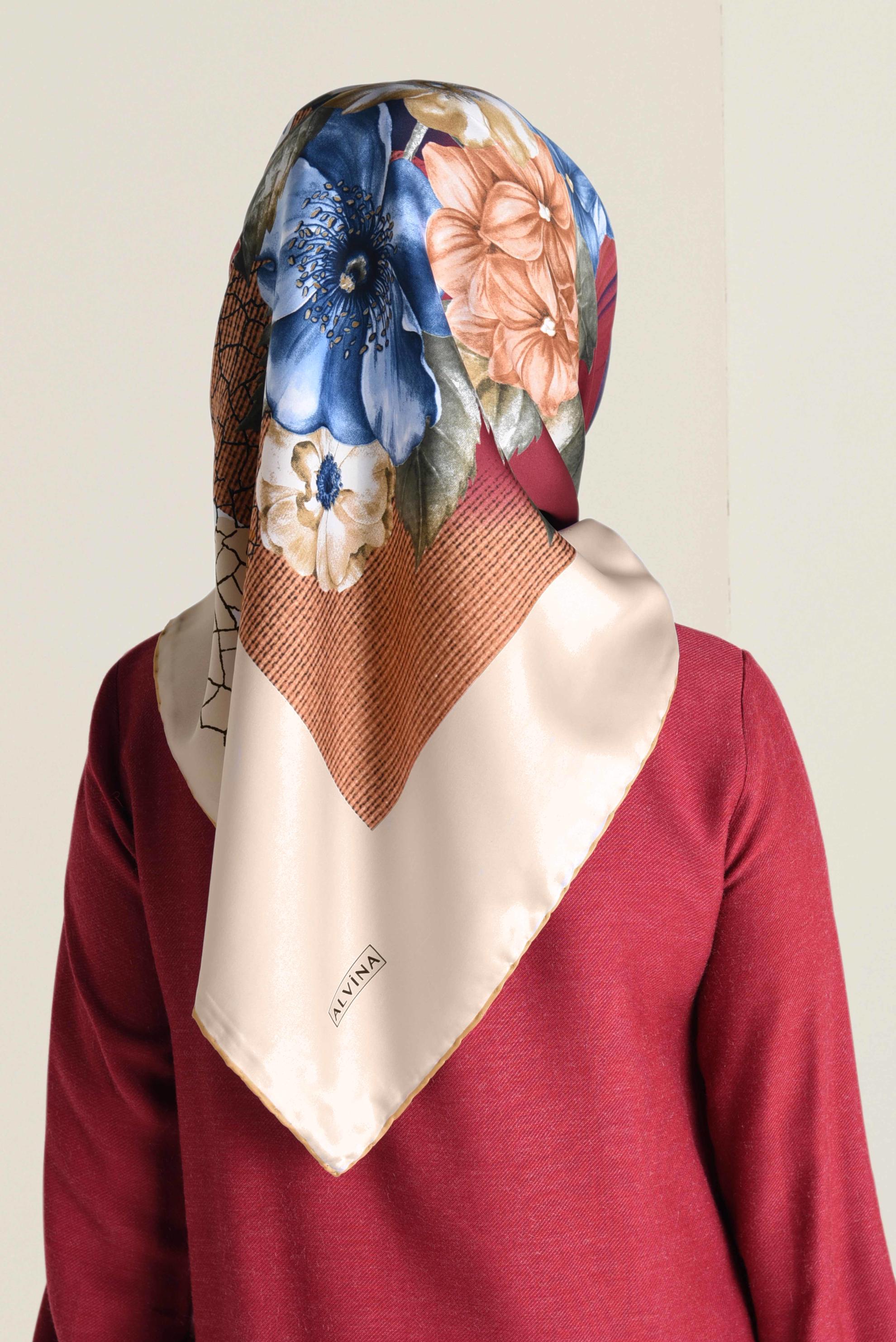 Tesettür giyim ALTIN 12060-1 ALVİNA DESENLİ EŞARP