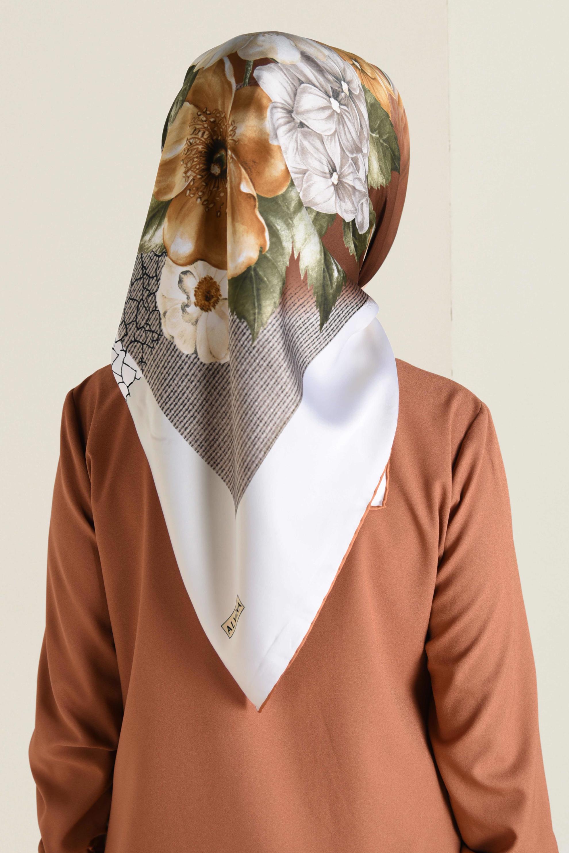 Tesettür giyim HAKİ 12060-1 ALVİNA DESENLİ EŞARP