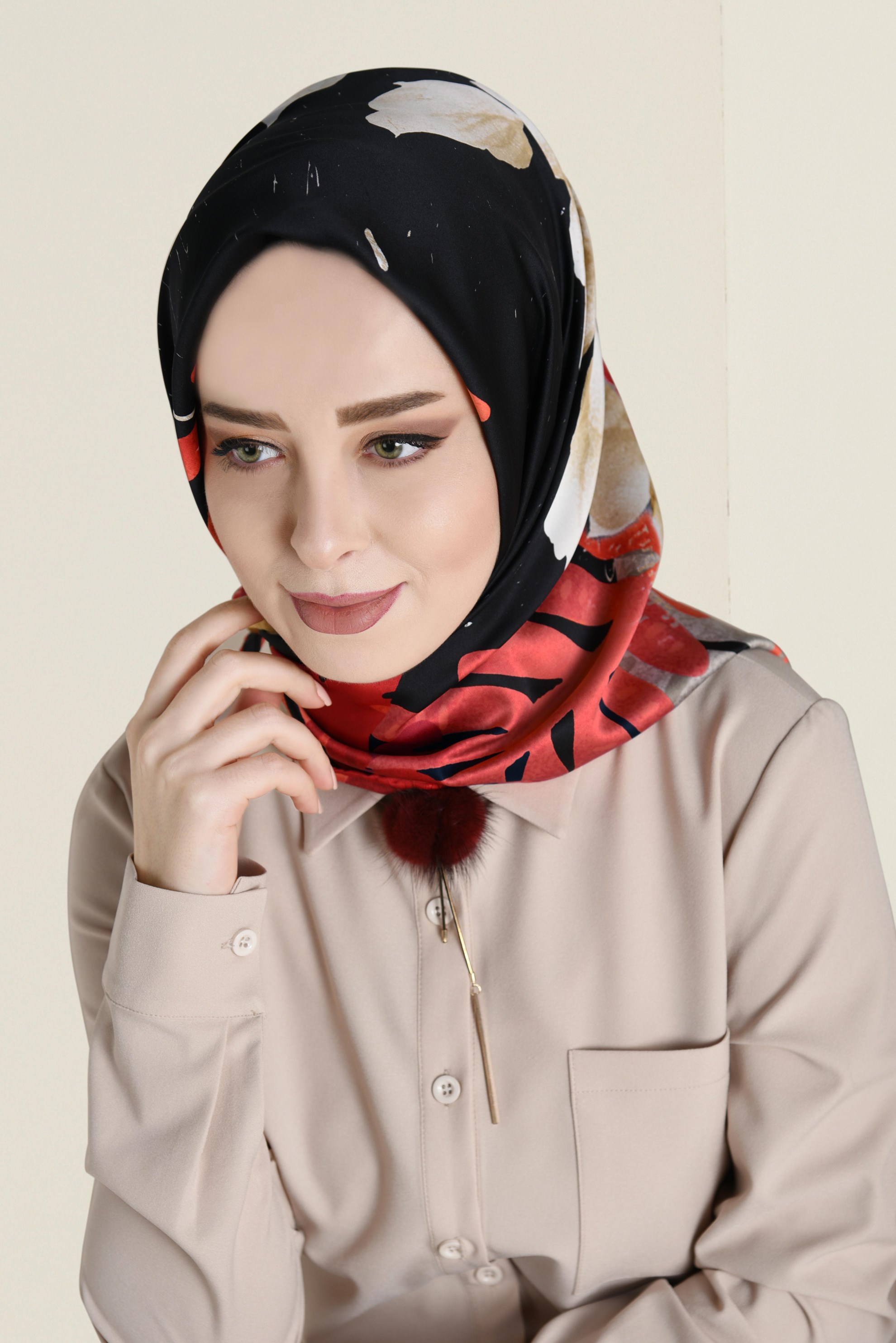 Tesettür giyim BORDO ÇİÇEK DESENLİ EŞARP 12061-1